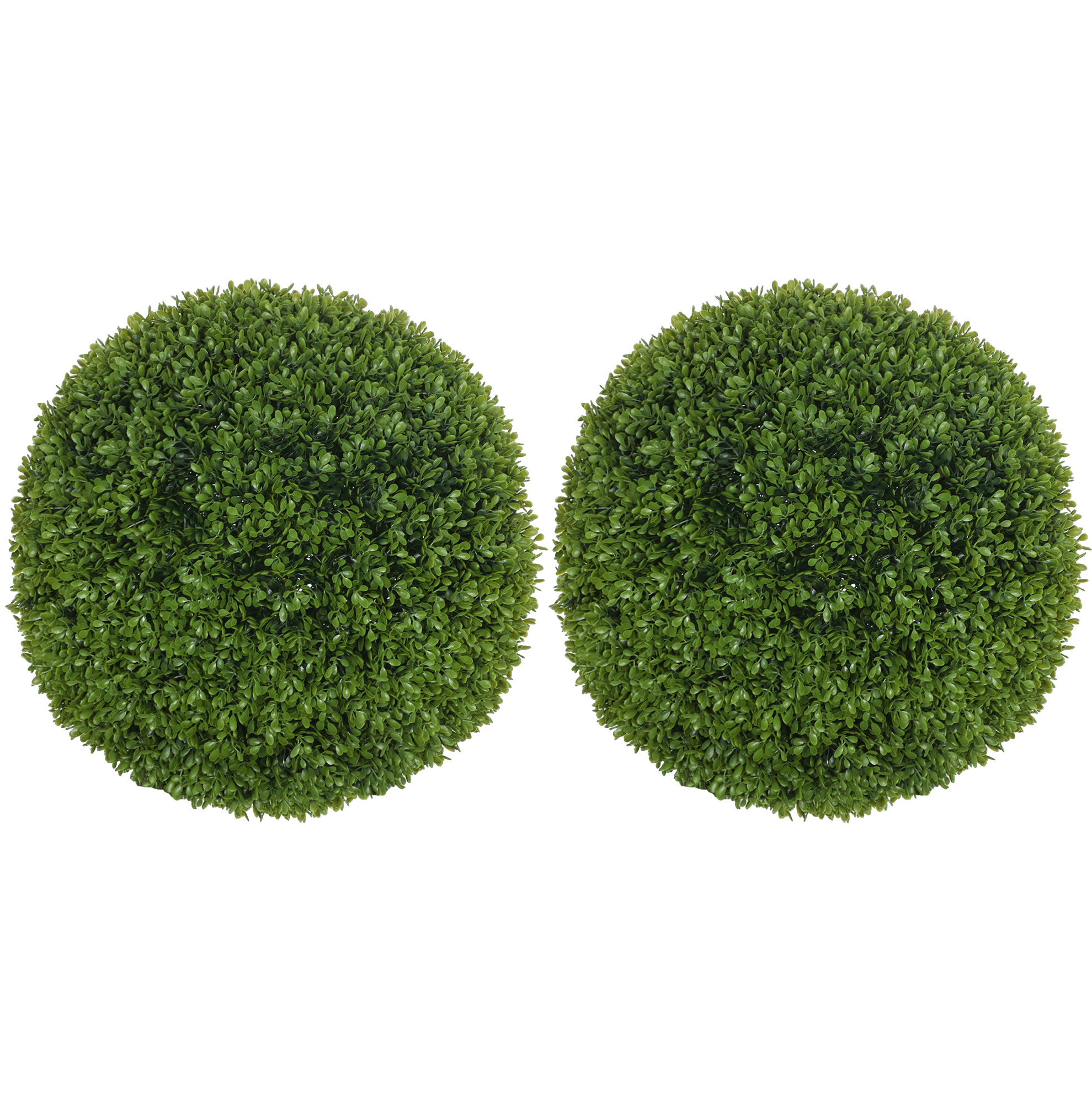 Set Mit 2 Künstlichen Buchsbaumkugeln 40 Cm, Grüne Deko-pflanzen Aus Kunststoff