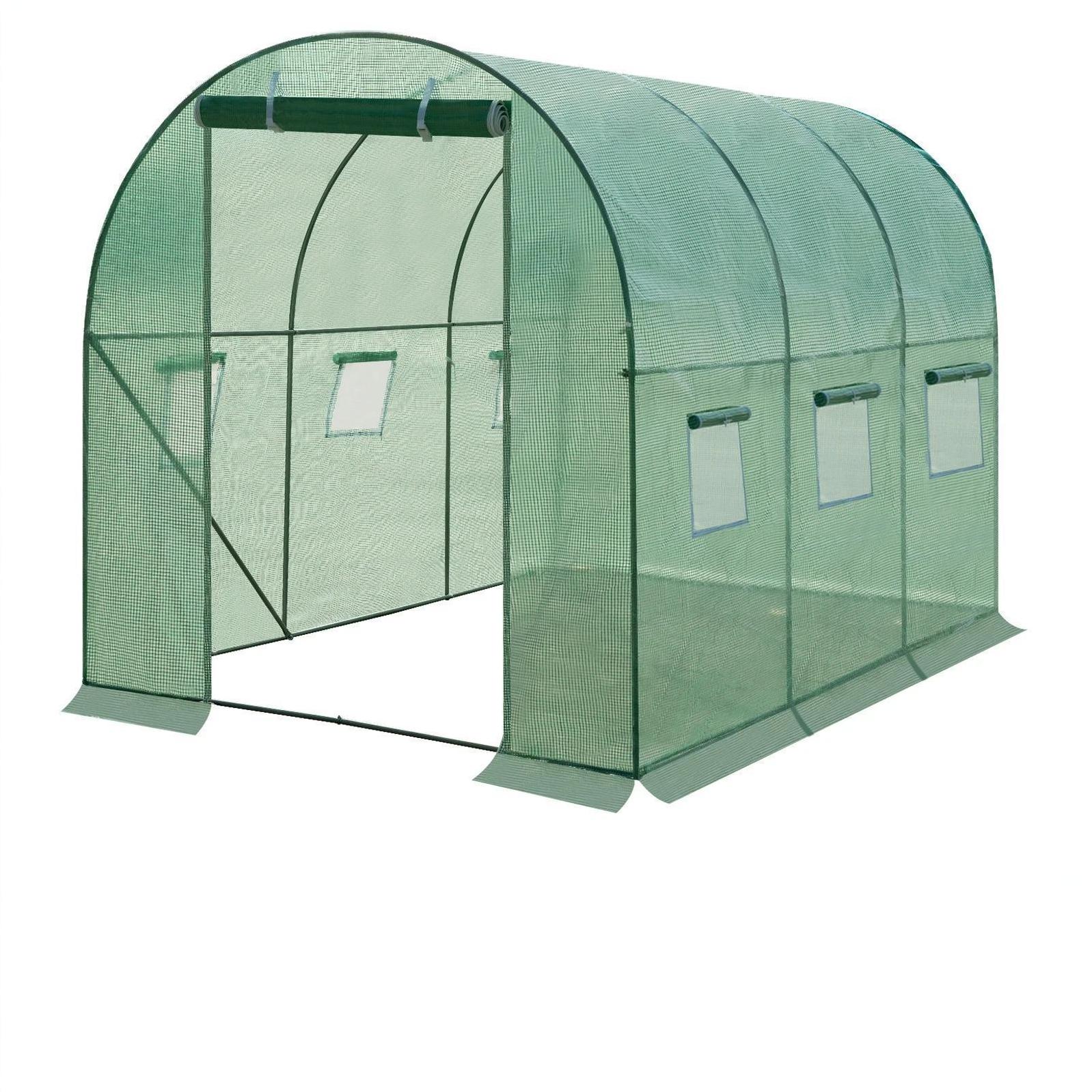 Garten-tunnelgewächshaus 200 X 300 X 190 Cm Aus Verzinktem Stahl Und Grünem Pe-netz