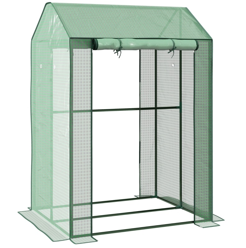 Gewächshaus Für Den Garten 100 X 80 X 150 Cm Grün Mit Stahlrahmen