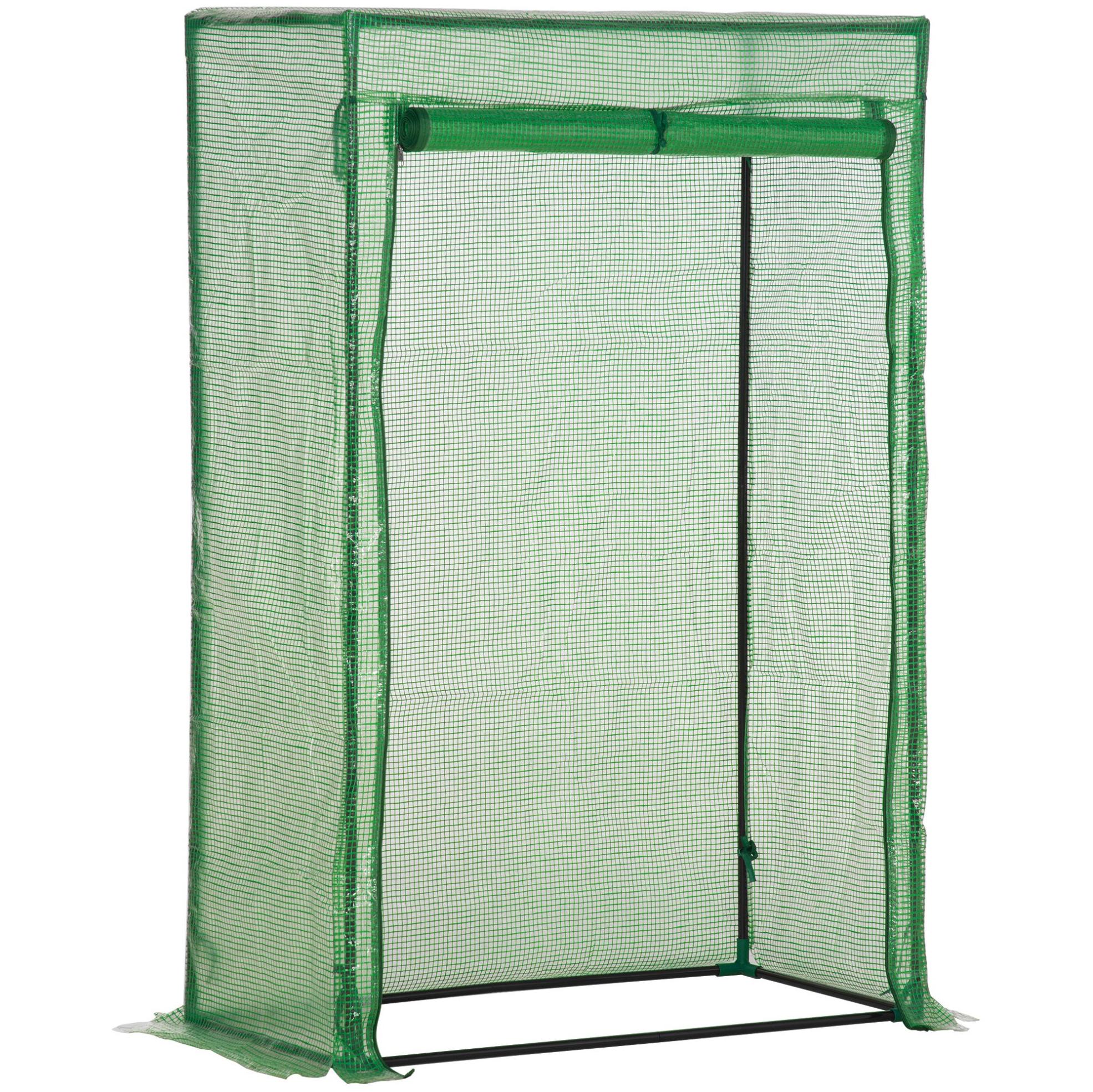 Mini-gewächshaus Mit Rolltür 100 X 50 X 150 Cm Aus Stahl Und Kunststoff, Grün