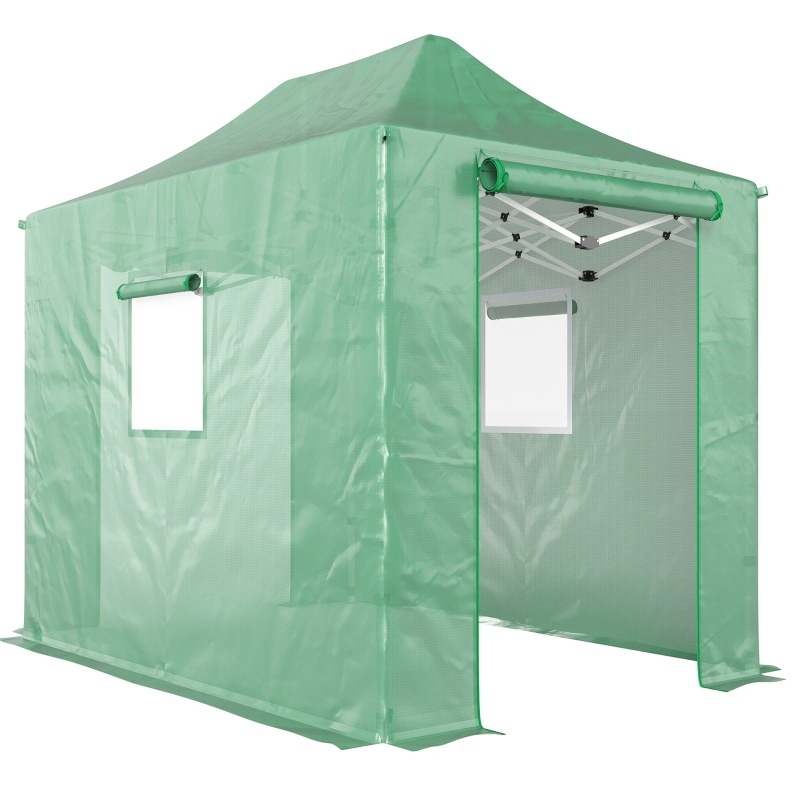 Faltbares Pop-up-gewächshaus Aus Grünem Pe 2,95 X 2 X 2,7 M Mit Spitzdach