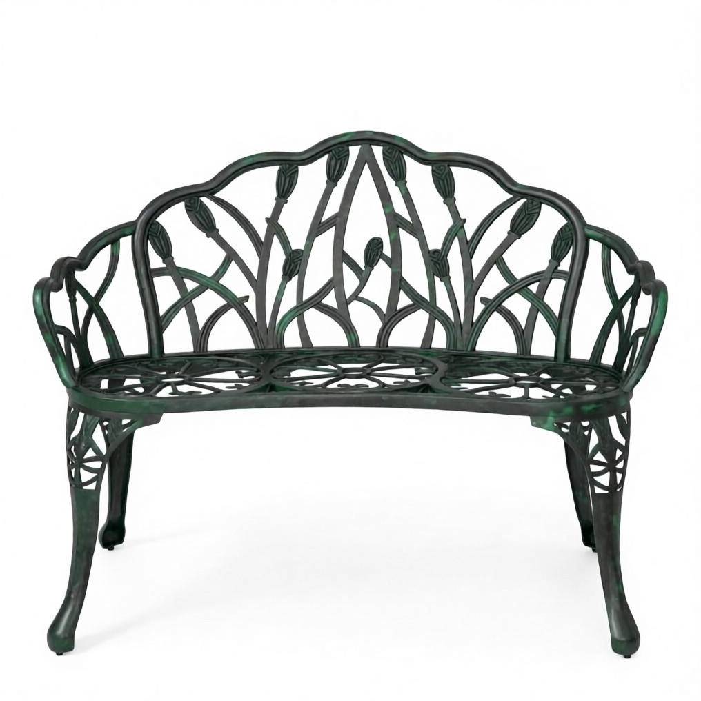 Gartenbank Aus Aluminiumdruckguss, Grün Antik, 99 X 57 X 78 Cm, 2-sitzer Modenuit