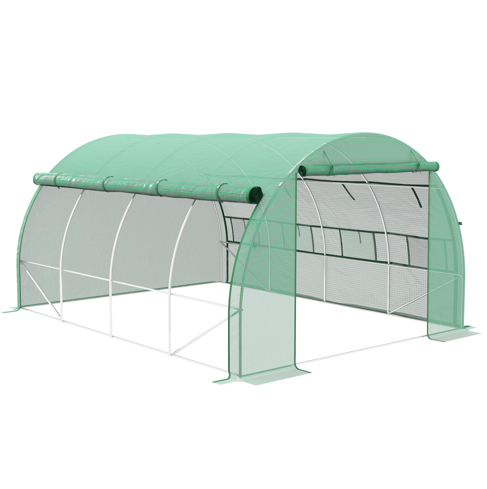 Tunnelgewächshaus 3,97 X 3 X 2 M Aus Grünem Stahl Mit Uv-schutz