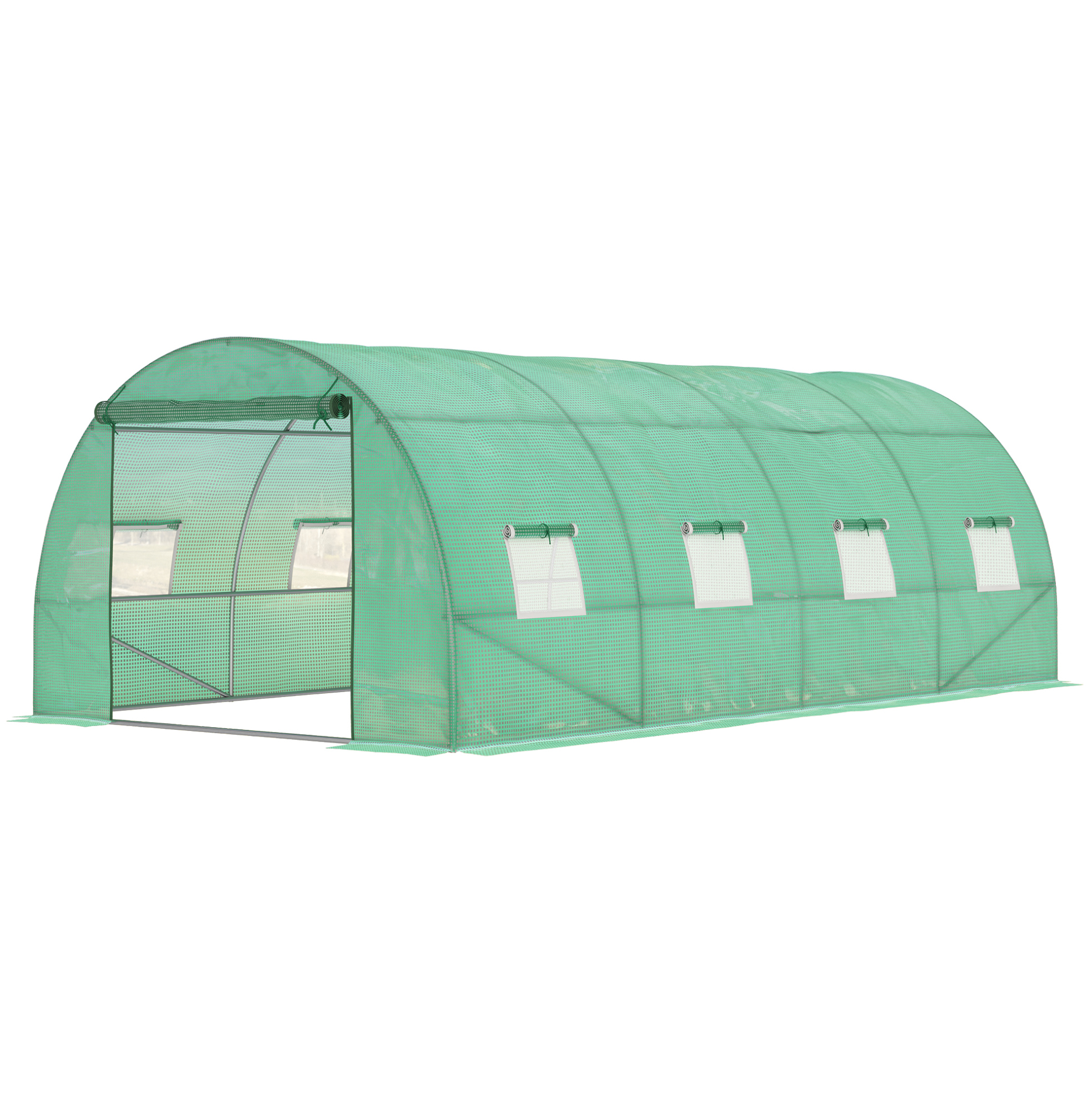 Foliengewächshaus Tunnel 5,9 X 3 X 2 M Grün Mit 8 Fenstern Und Rolltür