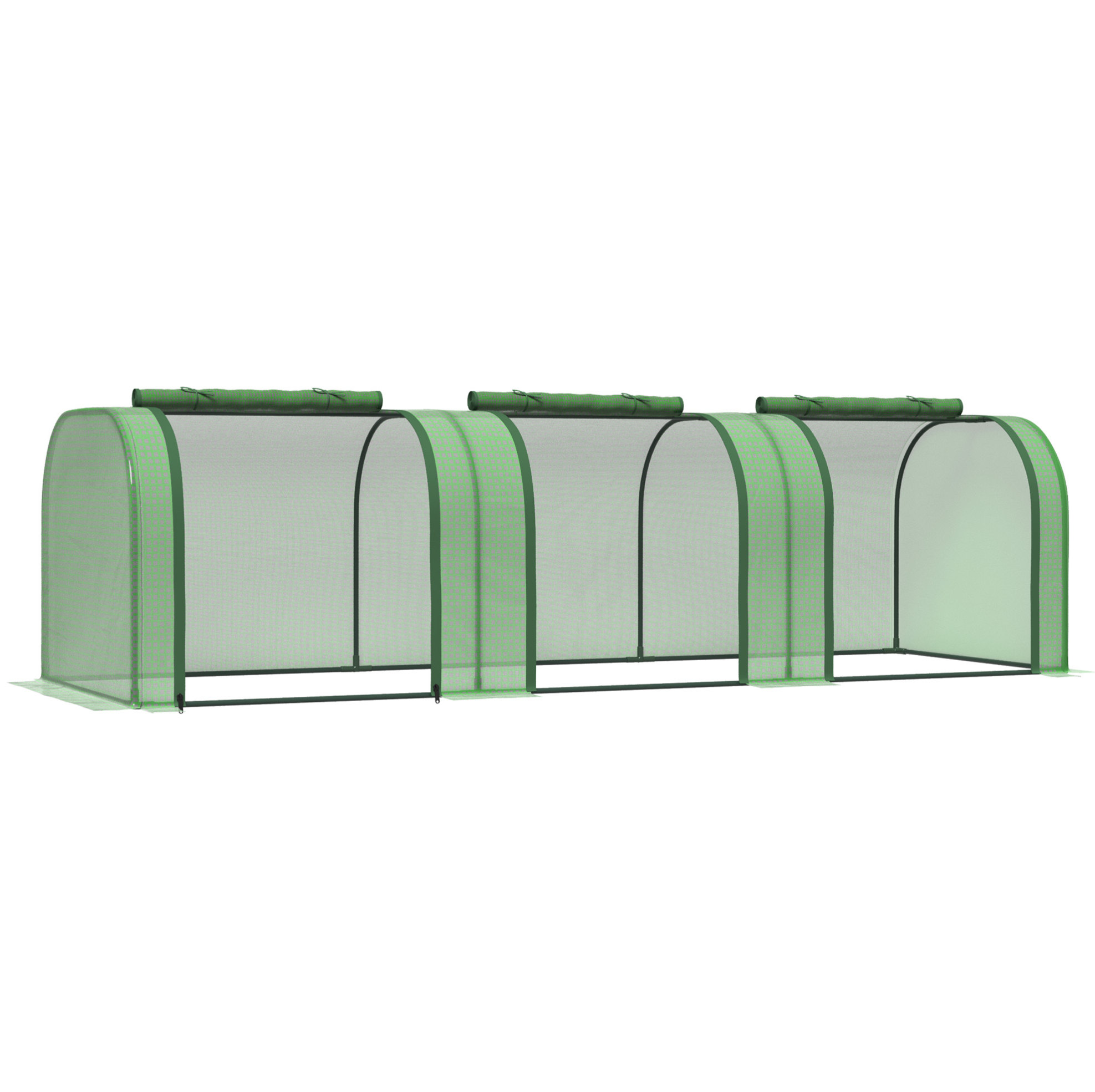 Tunnelgewächshaus Mit Tür 295 X 100 X 80 Cm Aus Stahl Und Pe, Dunkelgrün