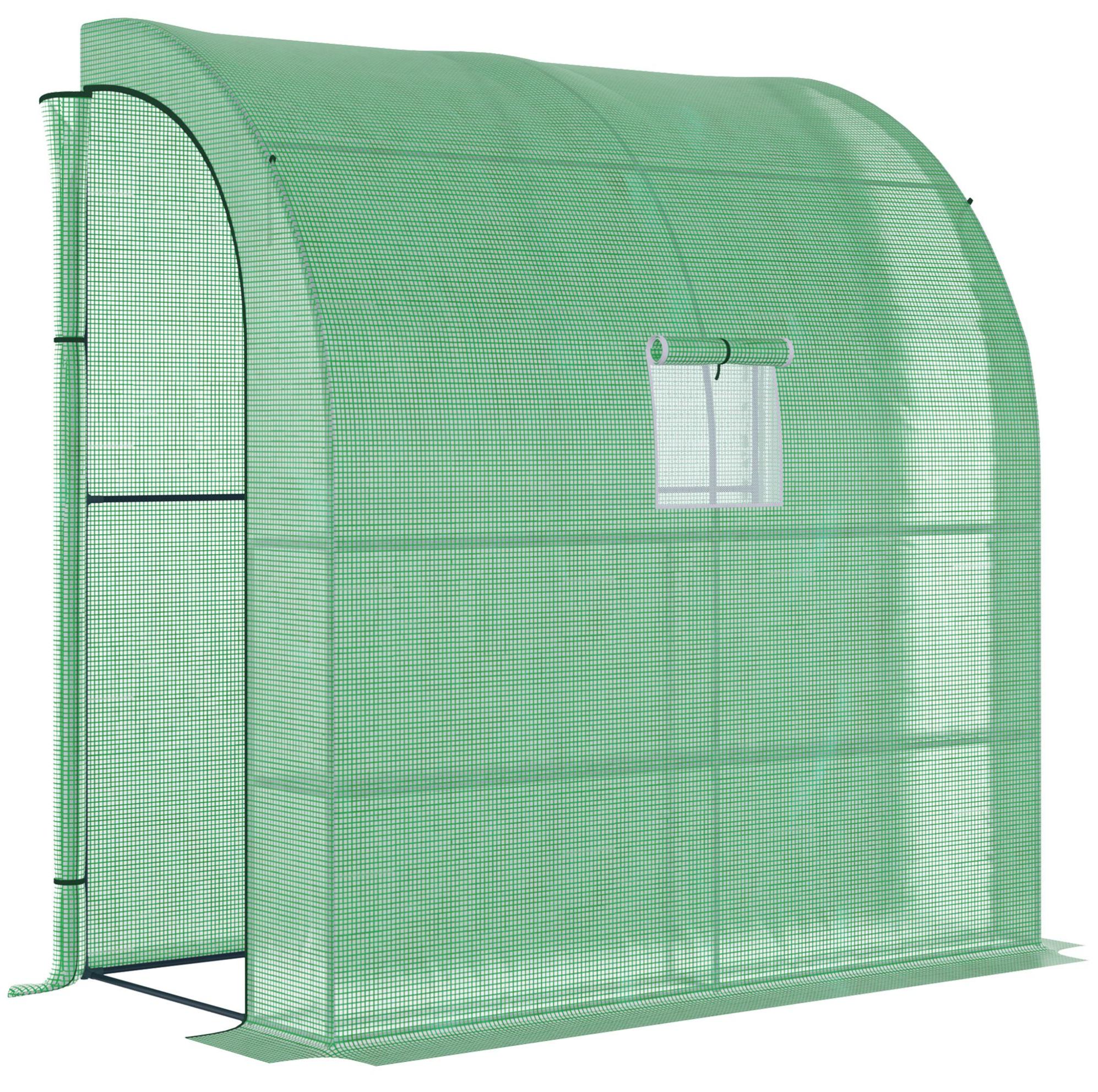 Anlehngewächshaus 200 X 100 X 215 Cm Mit 2 Türen, Uv-schutz, Stahl Und Pe, Grün