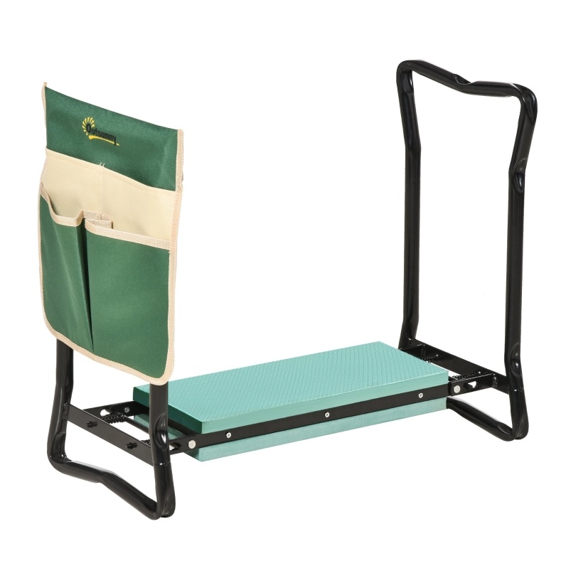Faltbarer 2-in-1-gartenkniesessel Mit Werkzeugtasche, Stahl, 58 X 28 X 49 Cm
