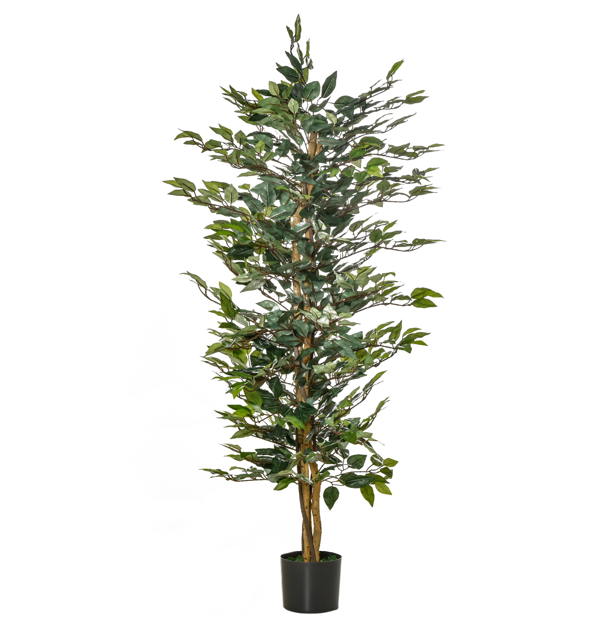 Dekorativer Künstlicher Ficusbaum 150 Cm Mit Schwarzem Topf, 1008 Blättern, Pflegeleicht