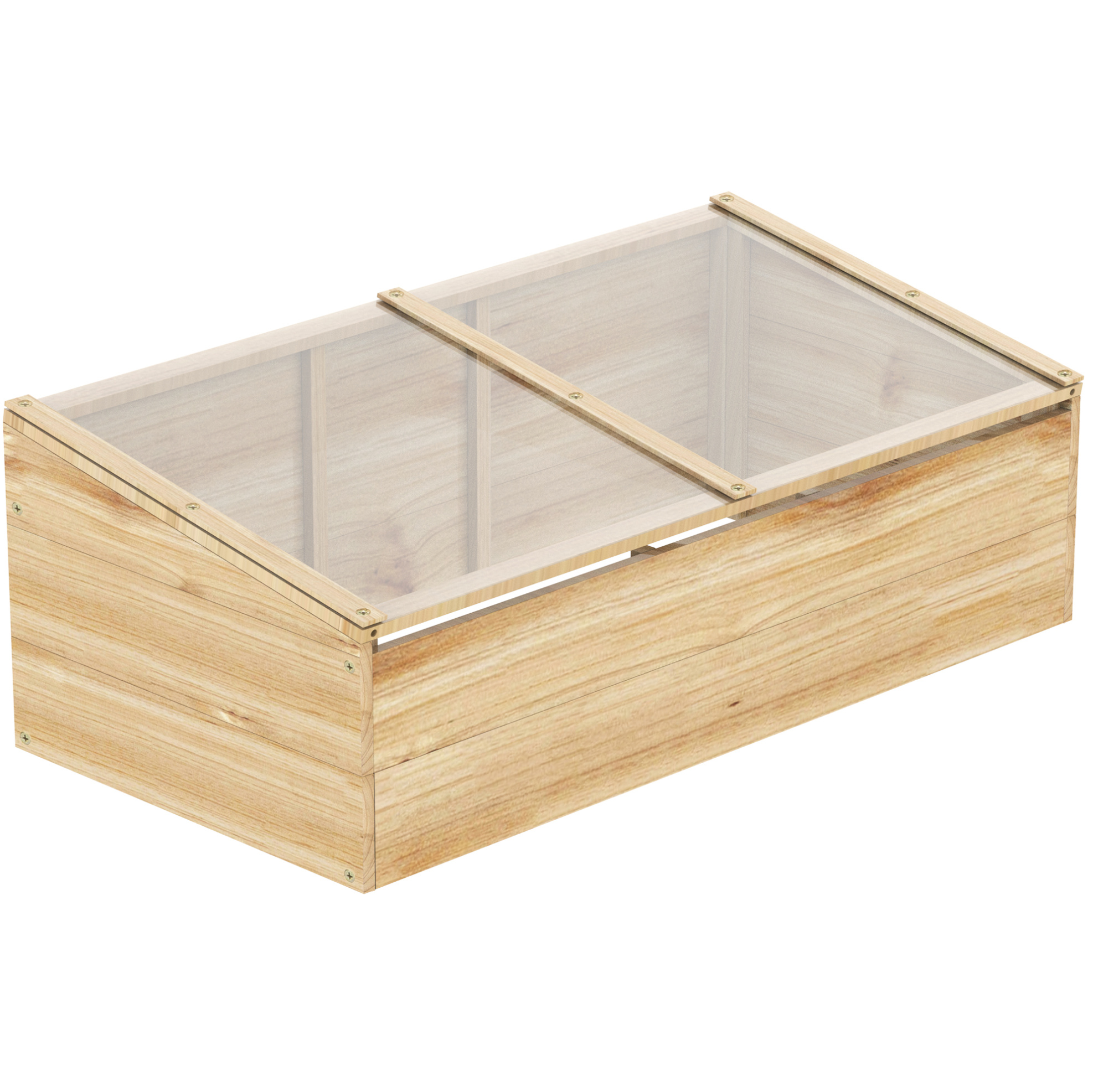 Mini-gewächshaus Aus Holz Mit Polycarbonat-deckel 100 X 50 X 35 Cm Natur