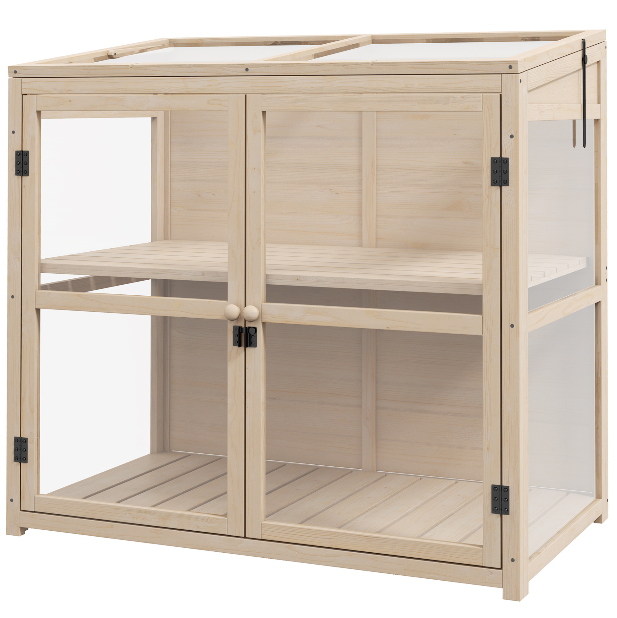 Gewächshaus Aus Holz Mit Doppeltür Und Dachfenster 103 X 61 X 103 Cm