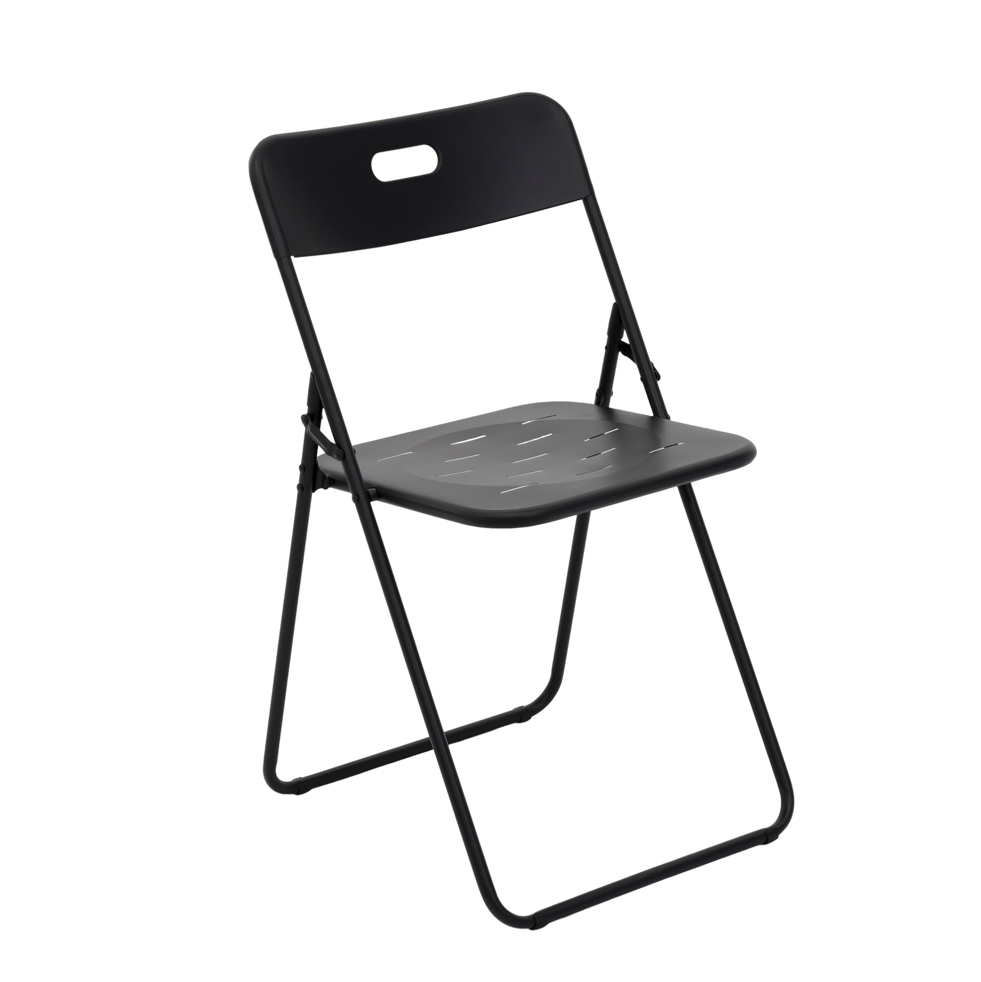 3-teiliges Klappbares Bistro-set Aus Schwarzem Stahl, 2 Stühle Und 1 Tisch