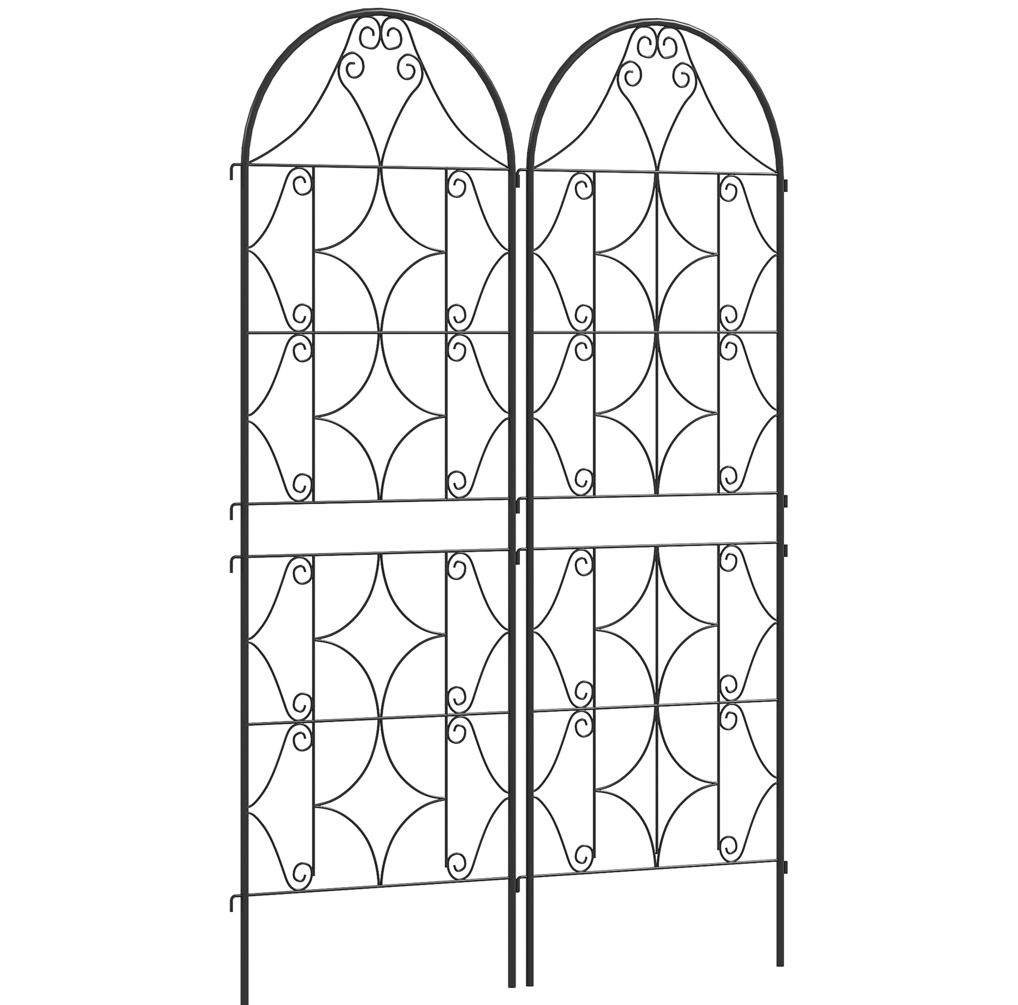 2er-set Schwarze Metall-gartengitter Zum Einstecken 50 X 150 Cm Für Kletterpflanzen