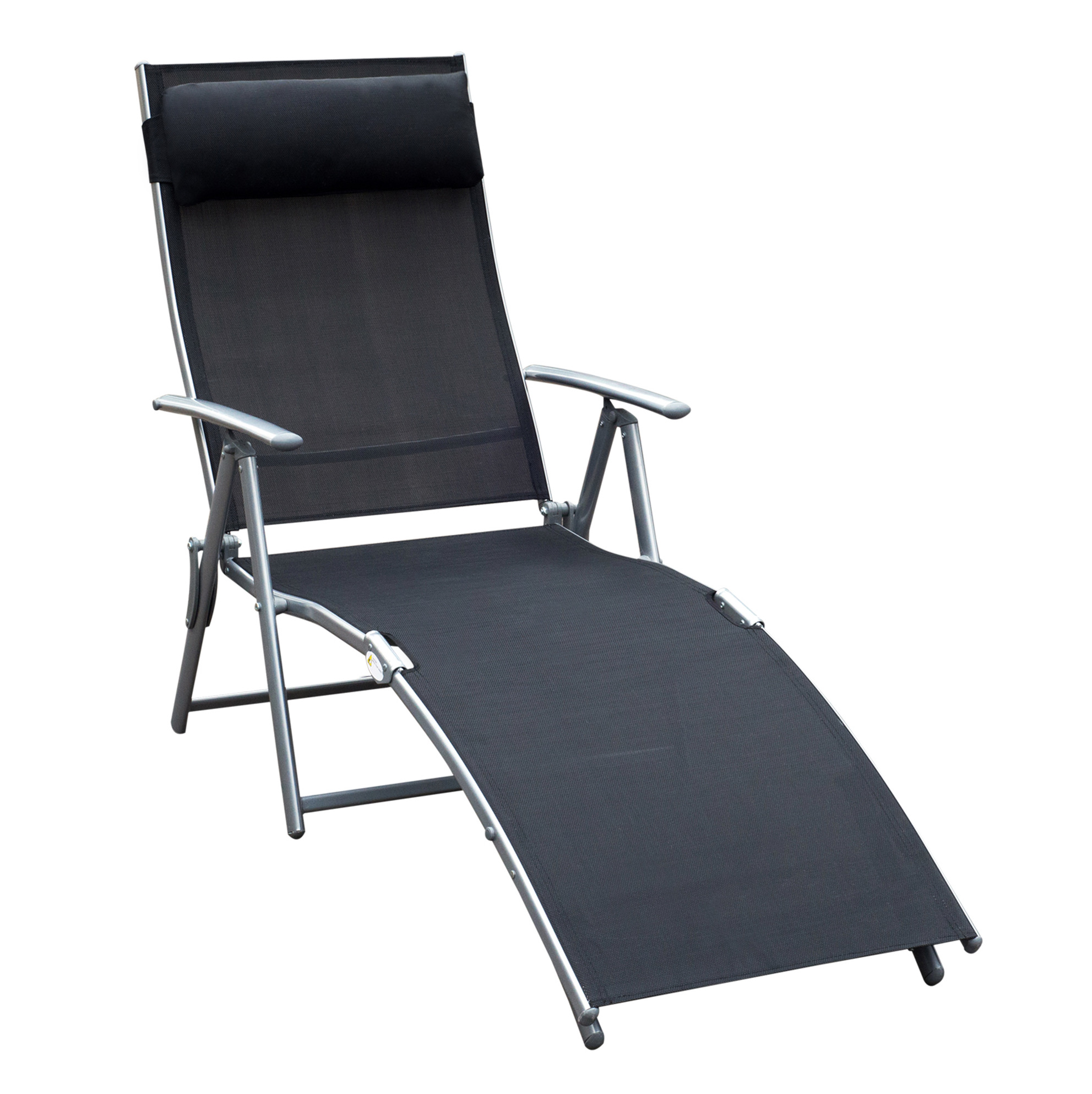 Klappbare Garten-sonnenliege Mit Kissen, 137 X 63,5 X 100,5 Cm, Schwarz