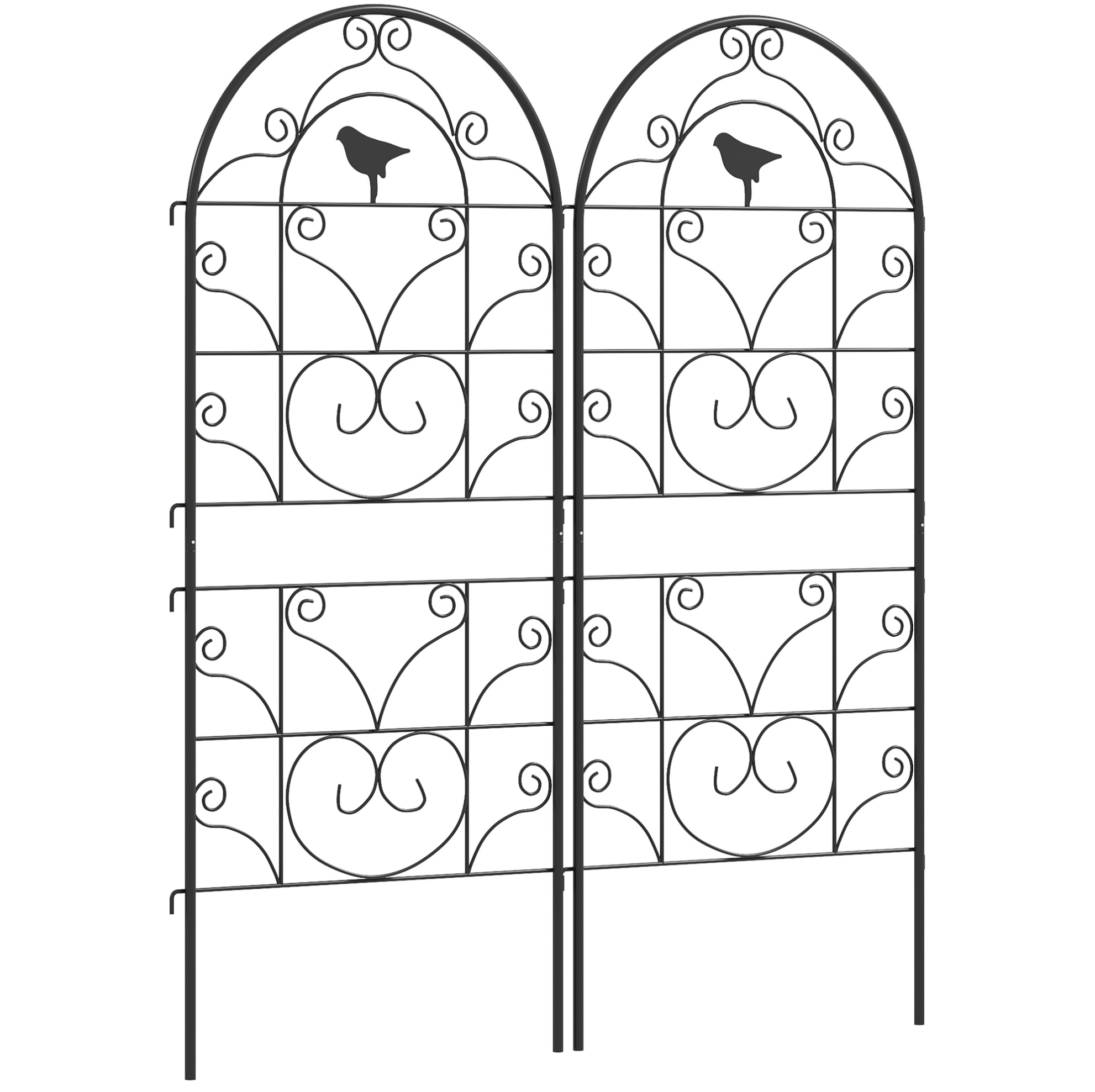 2er-set Schwarze Metallspaliere 50 X 120 Cm Mit Vogelmotiv Modenuit