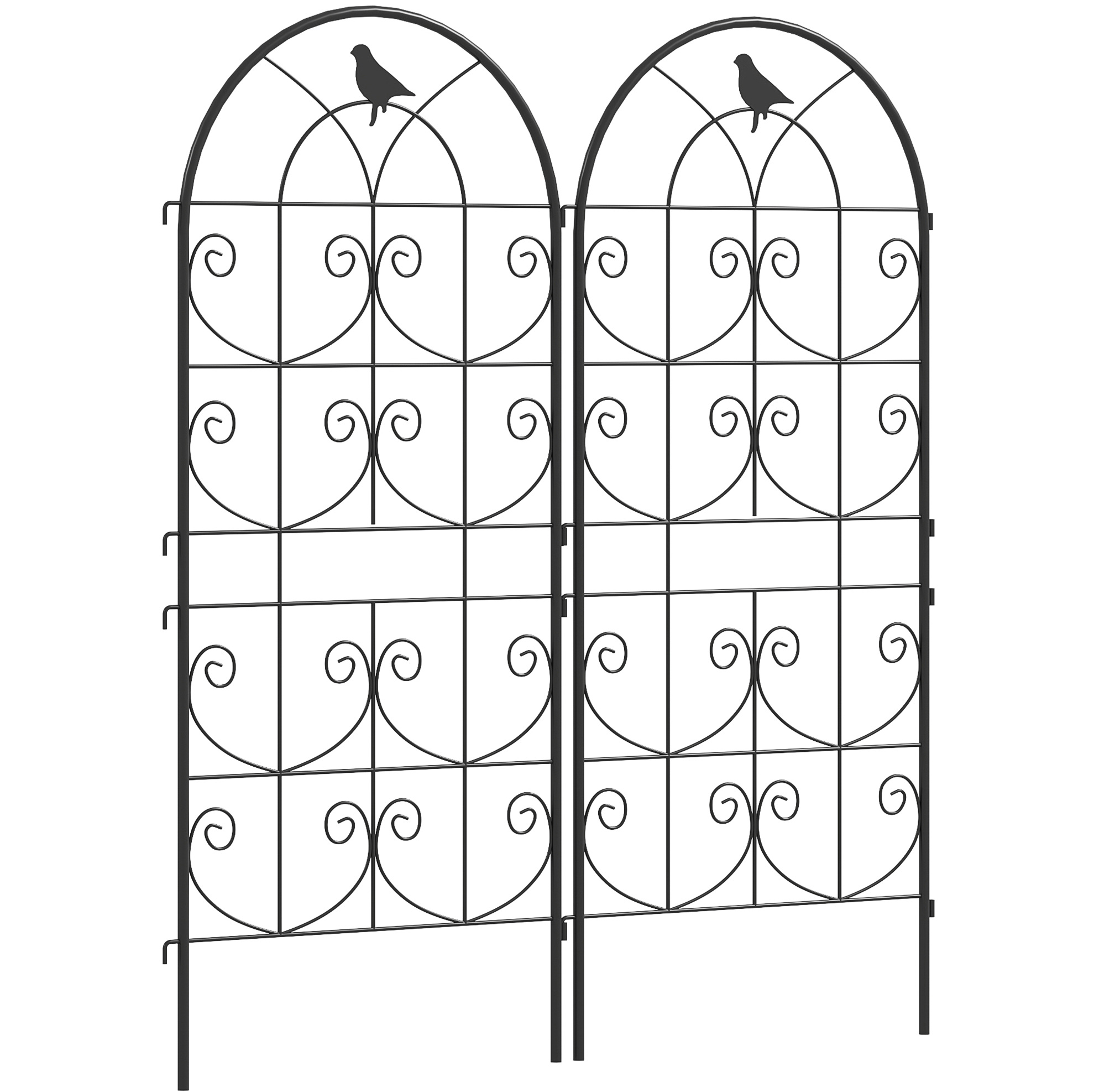 Schwarze Rankhilfe Aus Metall, 2er-set, 50 X 120 Cm, Vogel-deko