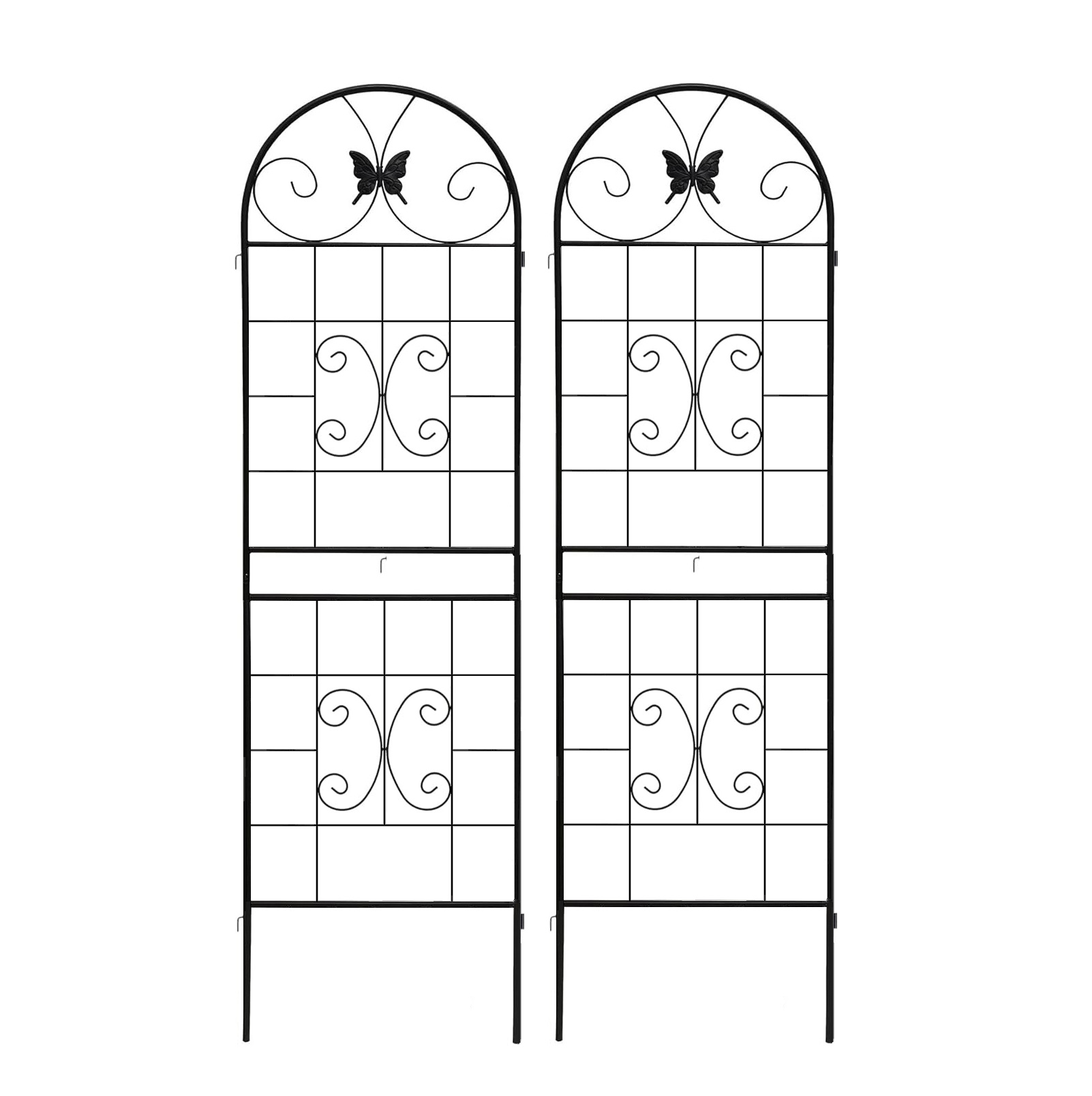Metall-gartengitter Für Kletterpflanzen, 2er-set, Schwarz