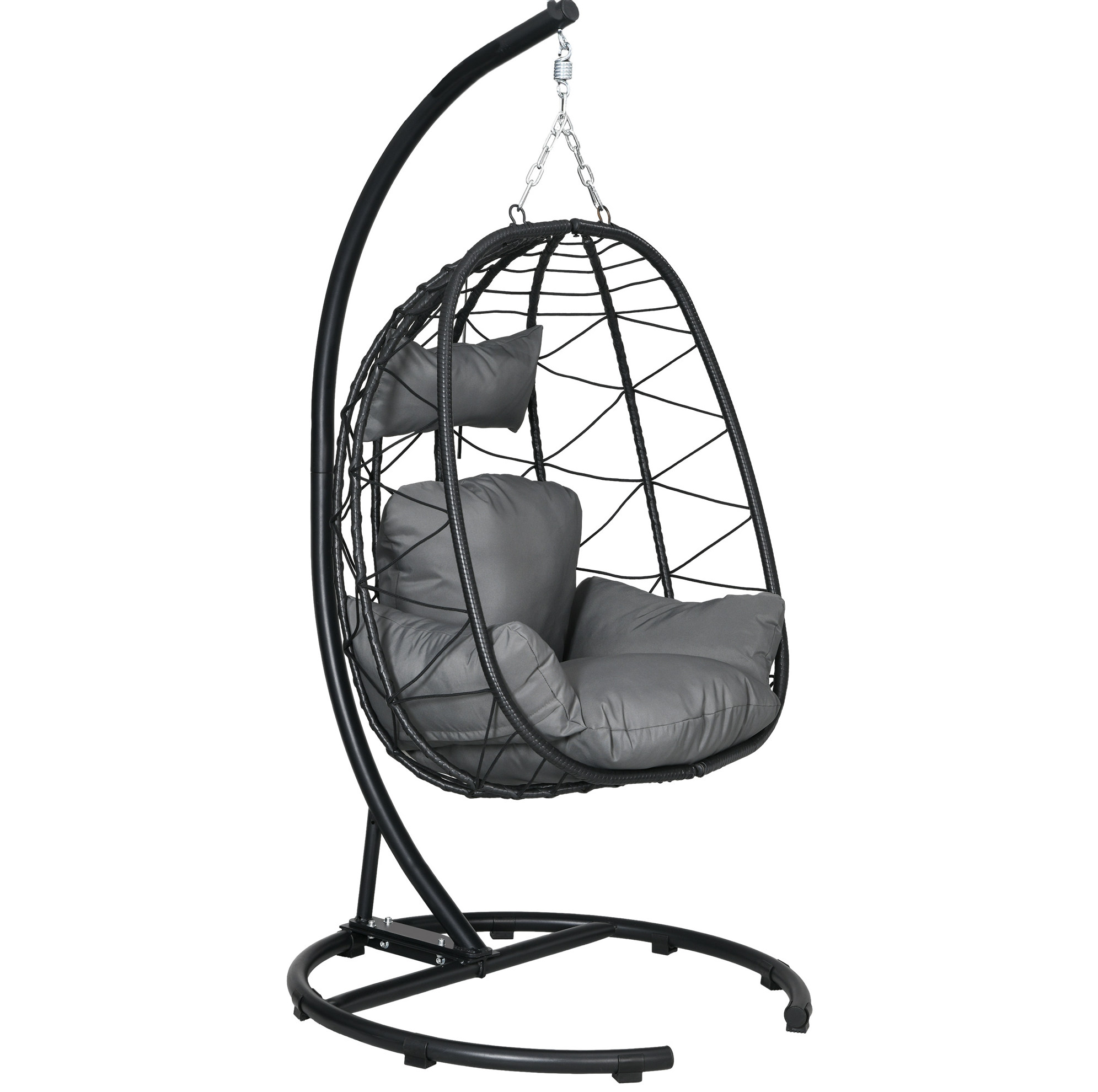 Hängesessel Aus Rattan Mit Gestell, Kissen Und Wasserdichter Abdeckung, 150 Kg