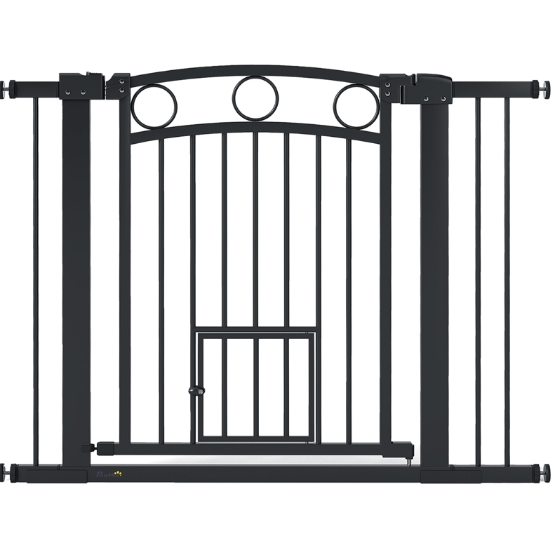 Sicherheitstor Für Tiere 77 Cm, Breite 76-104 Cm, Katzentür, Schwarz