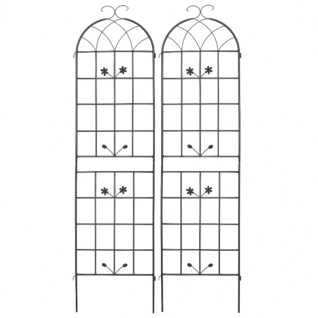Schwarzes Metall-gartengitter Für Kletterpflanzen, 2er-set, 50 X 180 Cm