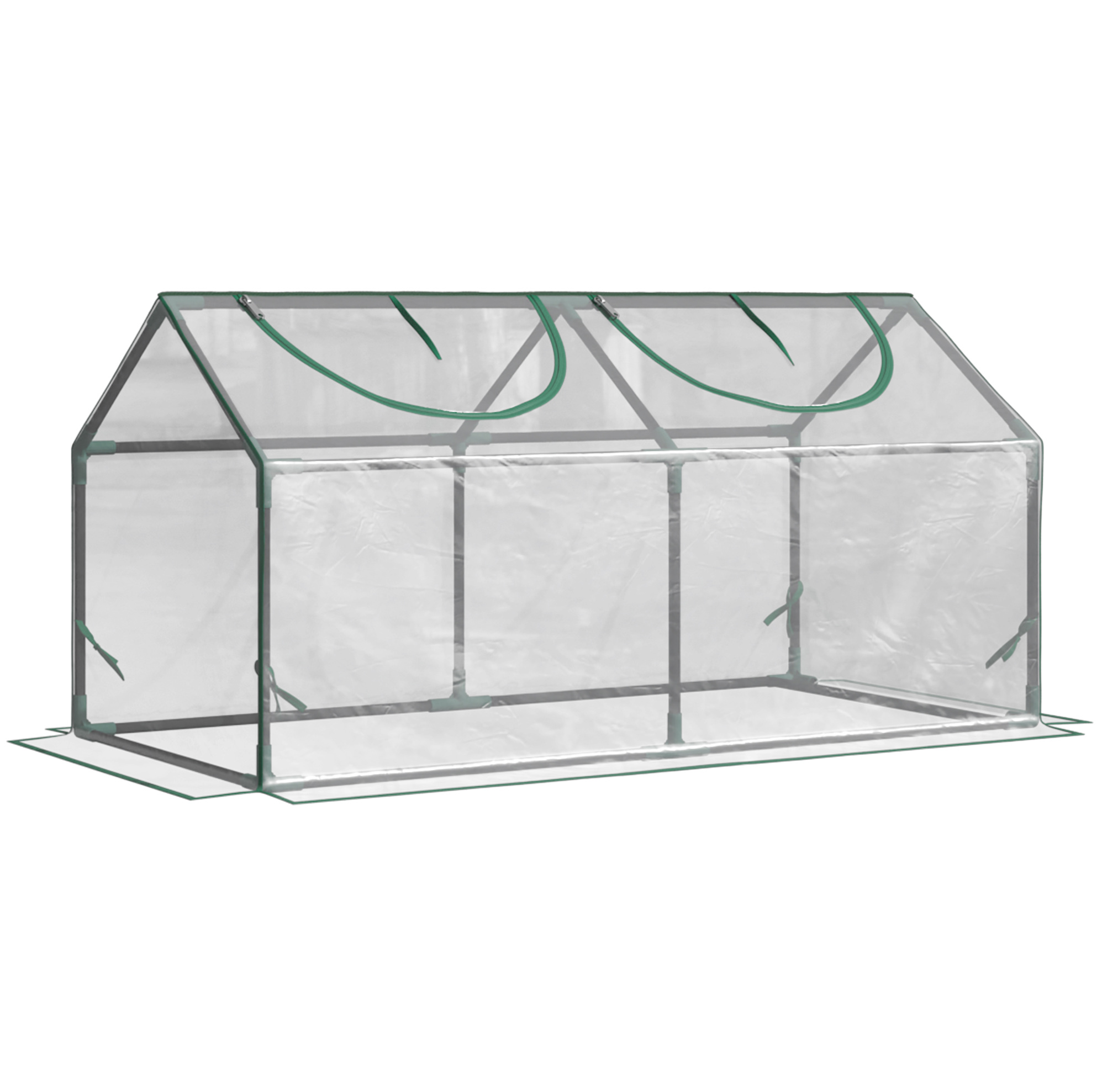 Mini-gewächshaus Aus Transparentem Pvc 120 X 60 X 60 Cm Mit Fenster, Stahlgestell