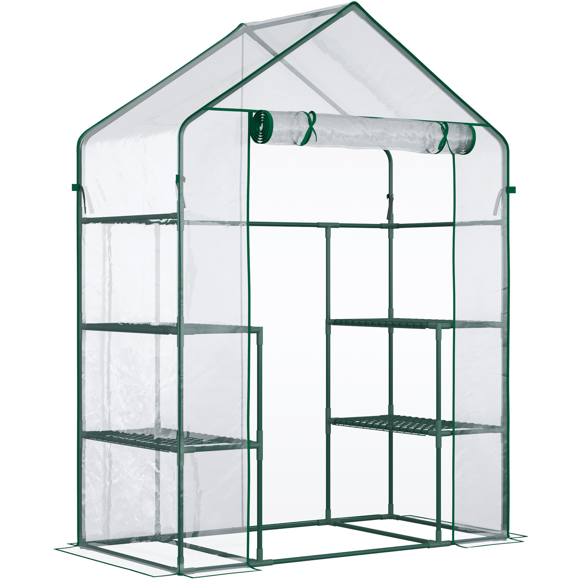 Begehbares Gewächshaus Transparent 142x73x195 Cm Mit 6 Regalen Und Stahlrahmen