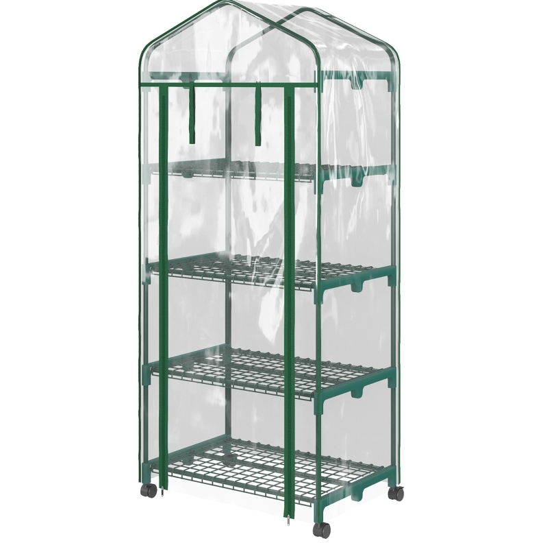 Mini-gewächshaus Aus Kunststofffolie Mit 4 Regalböden 69 X 50 X 165 Cm Transparent Modenuit