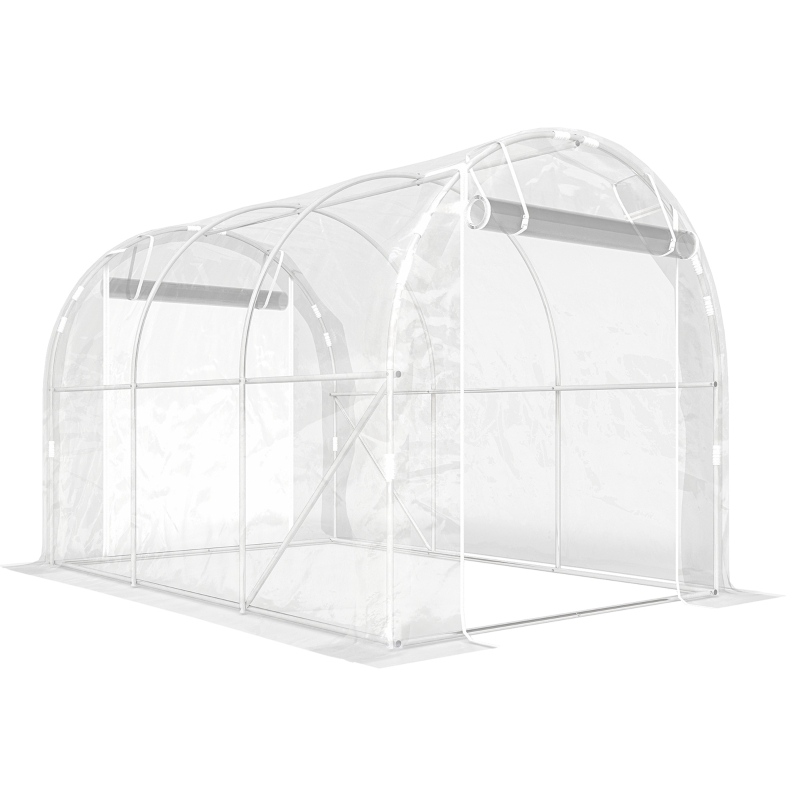 Begehbares Tunnelgewächshaus Aus Verzinktem Stahl Mit Uv-beständiger Pe-abdeckung, Transparent