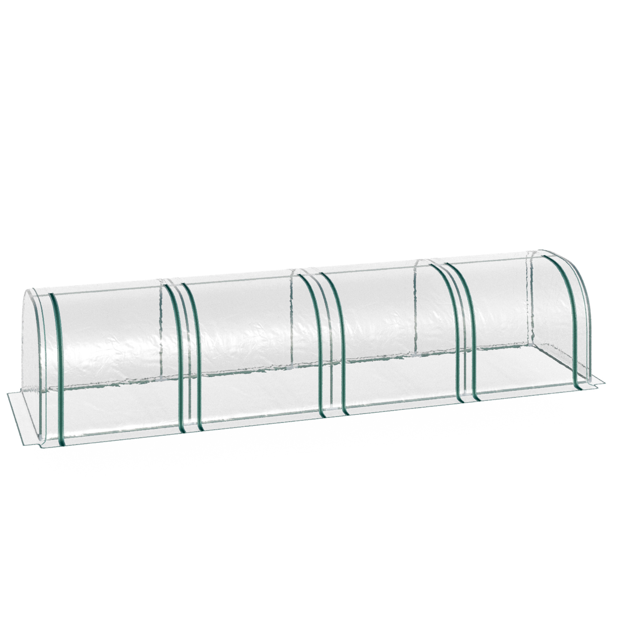 Tunnelgewächshaus Mit 4 Fenstern Mit Reißverschluss Aus Pvc Und Stahl 395x100x80 Cm