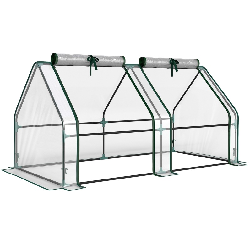 Garten-gewächshaus Aus Transparenter Folie Mit Reißverschlusstüren, Stahlgestell 180x90x90 Cm