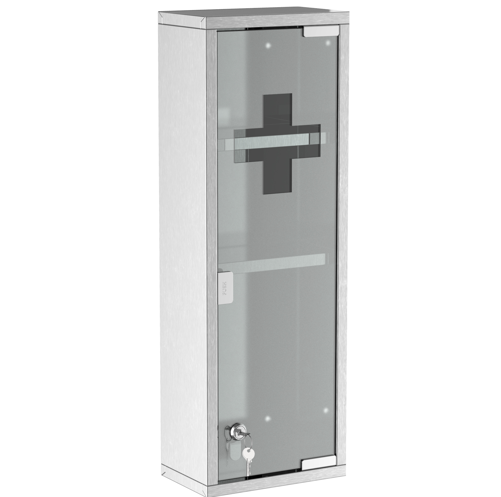 Medikamentenschrank Erste-hilfe-wandschrank Aus Edelstahl Mit Satiniertem Glas 20 X 12 X 58 Cm