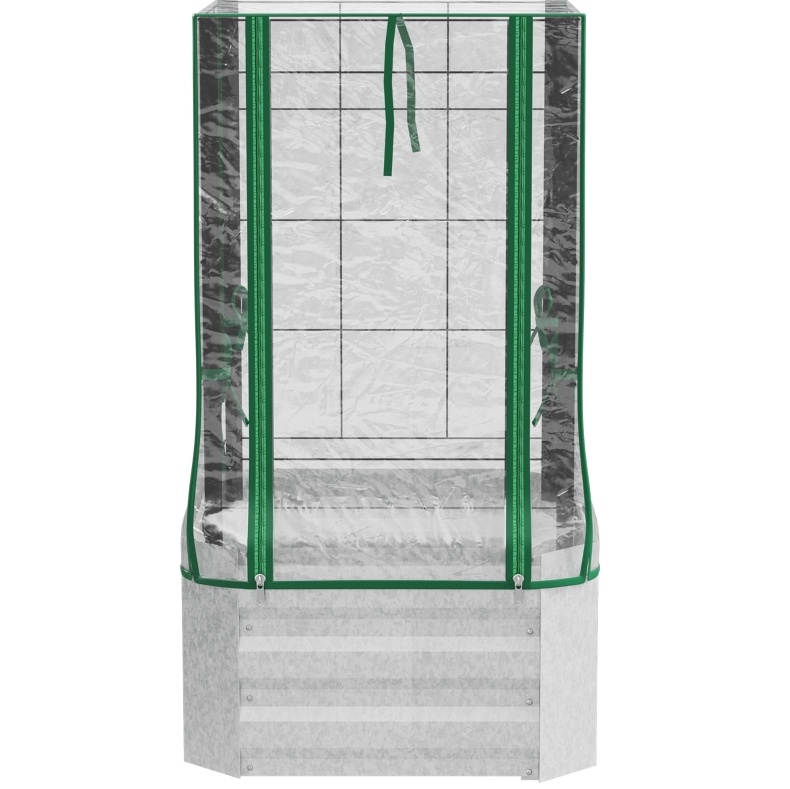 Hochbeet-set Mit Pvc-abdeckung Und Rankgitter 53 X 53 X 90 Cm