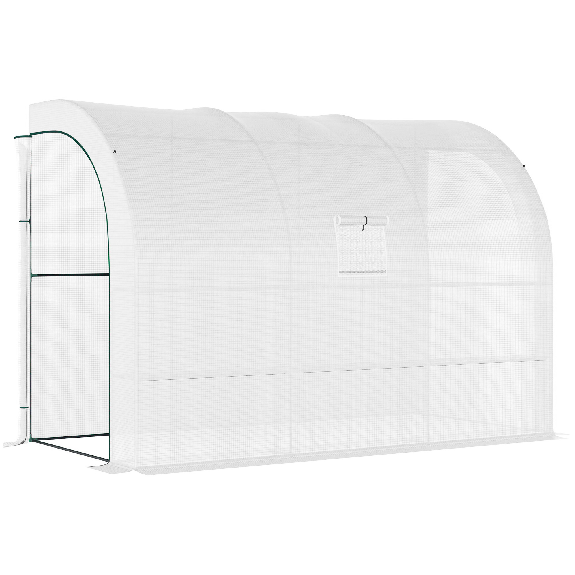 Foliengewächshaus Tunnel Mit 6 Stahlregalen 300 X 150 X 213 Cm Weiß