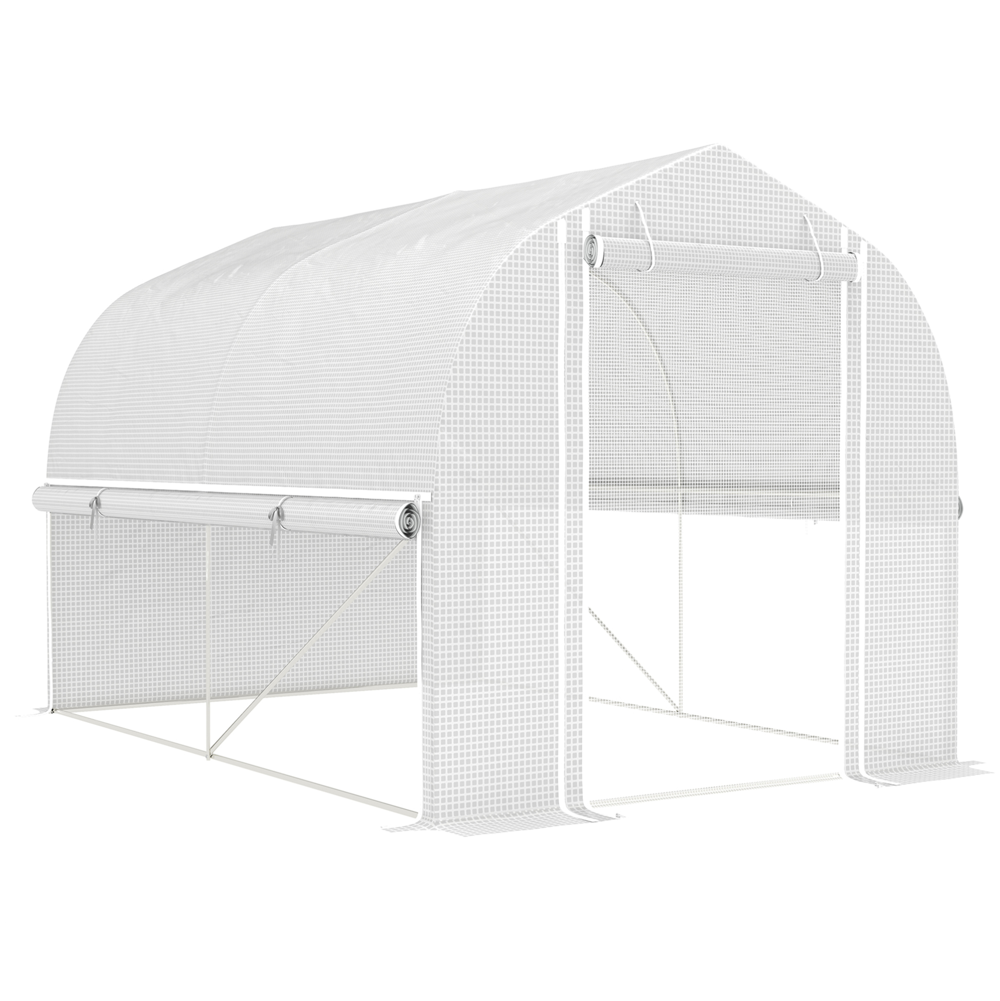 Foliengewächshaus 3 X 2 X 2 M Mit 4 Fenstern, Rolltür Und Verzinktem Stahlrahmen