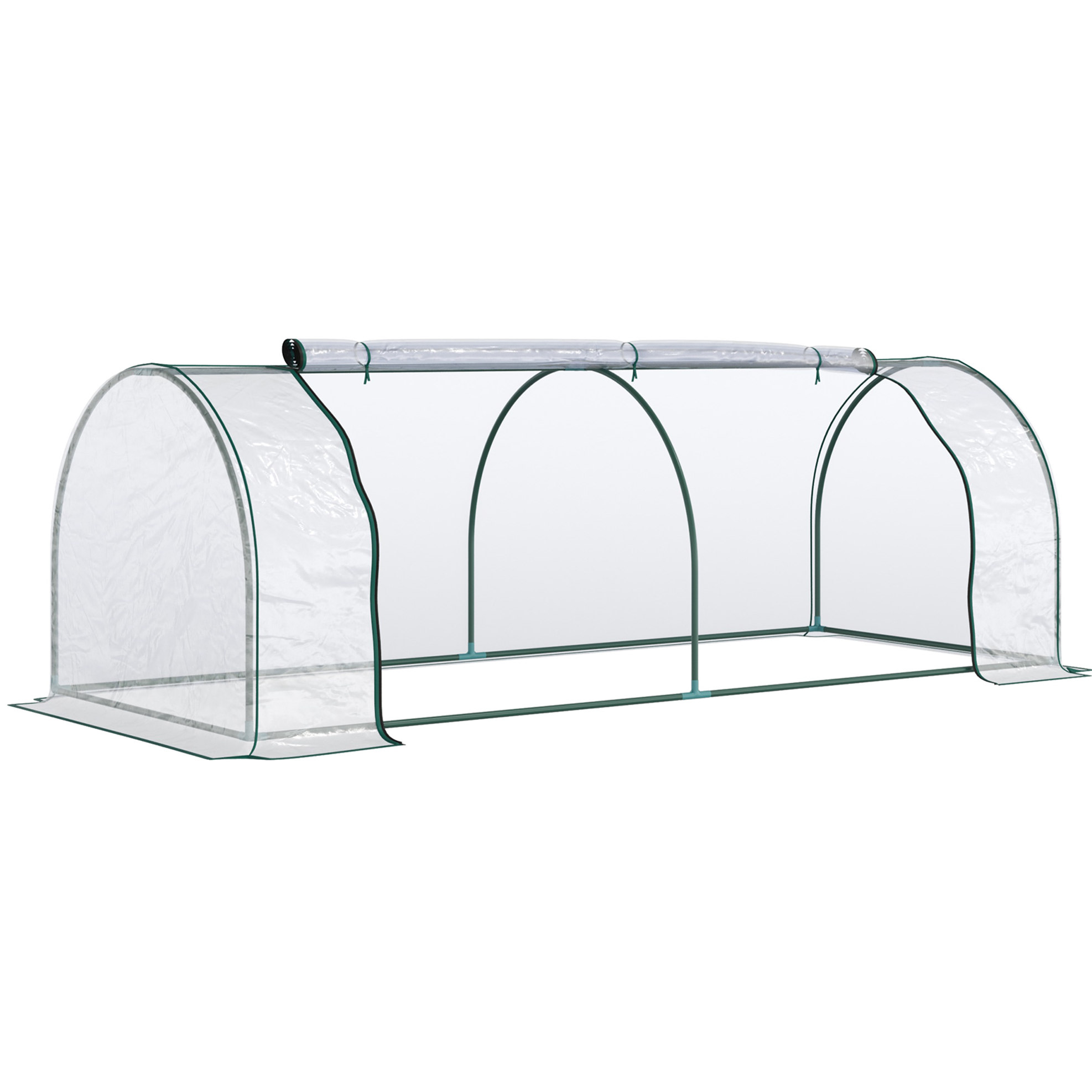 Gartengewächshaus Mit Tür, 250 X 100 X 80 Cm, Stahlrahmen Und Transparente Folie
