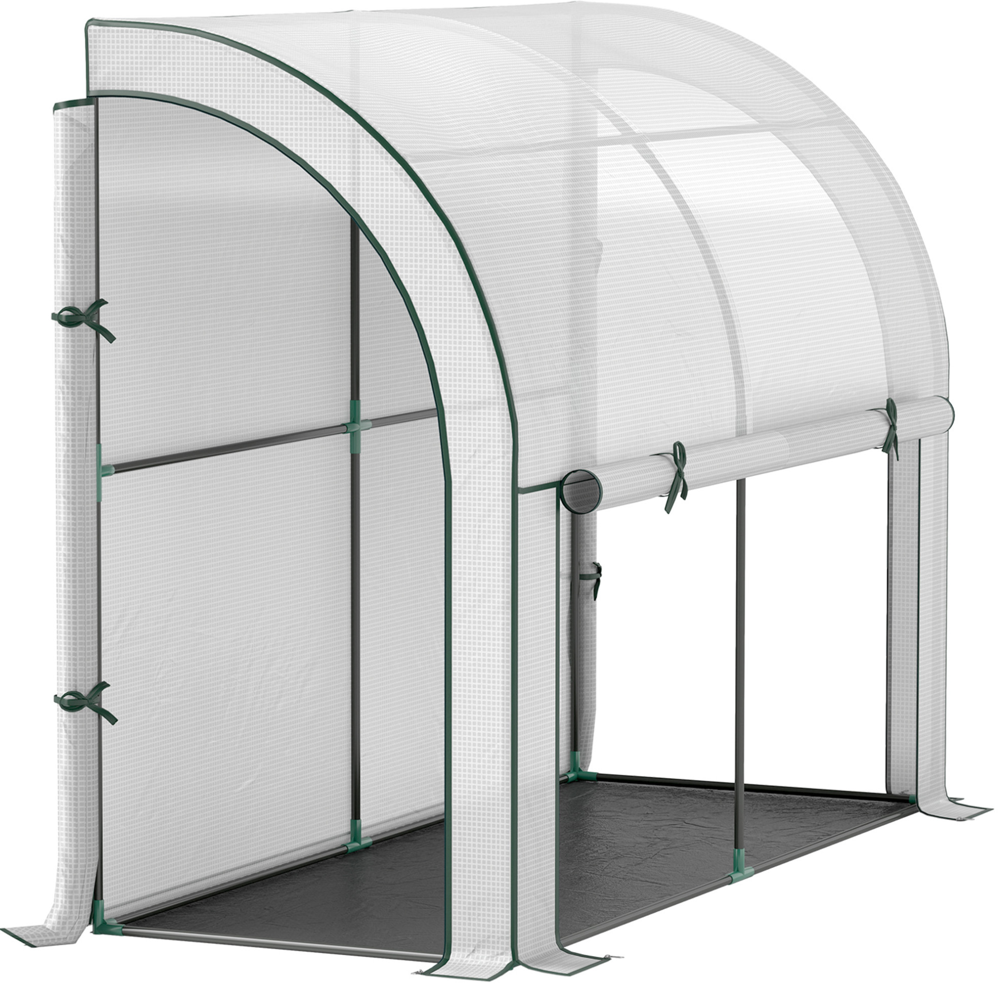 Gartengewächshaus Mit Rolltür Aus Kunststoff Und Stahlgestell 200 X 80 X 157 Cm Weiß