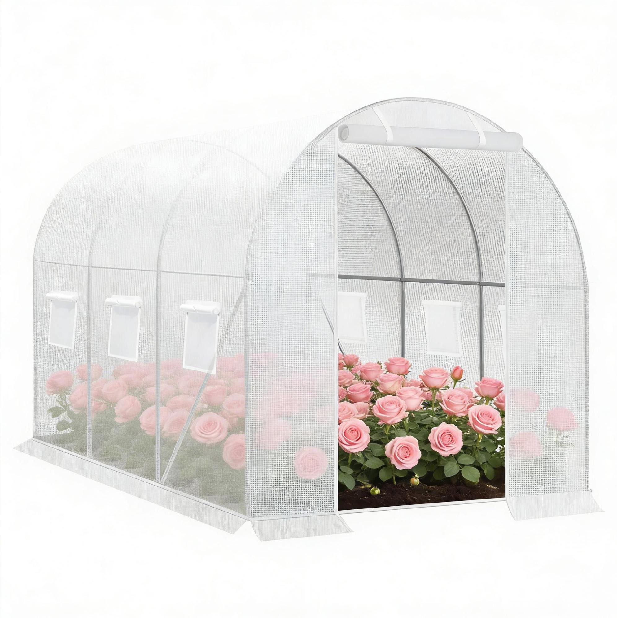 Gartengewächshaus Tunnel 300x200x190 Cm Aus Verzinktem Stahl Und Weißem Pe Modenuit
