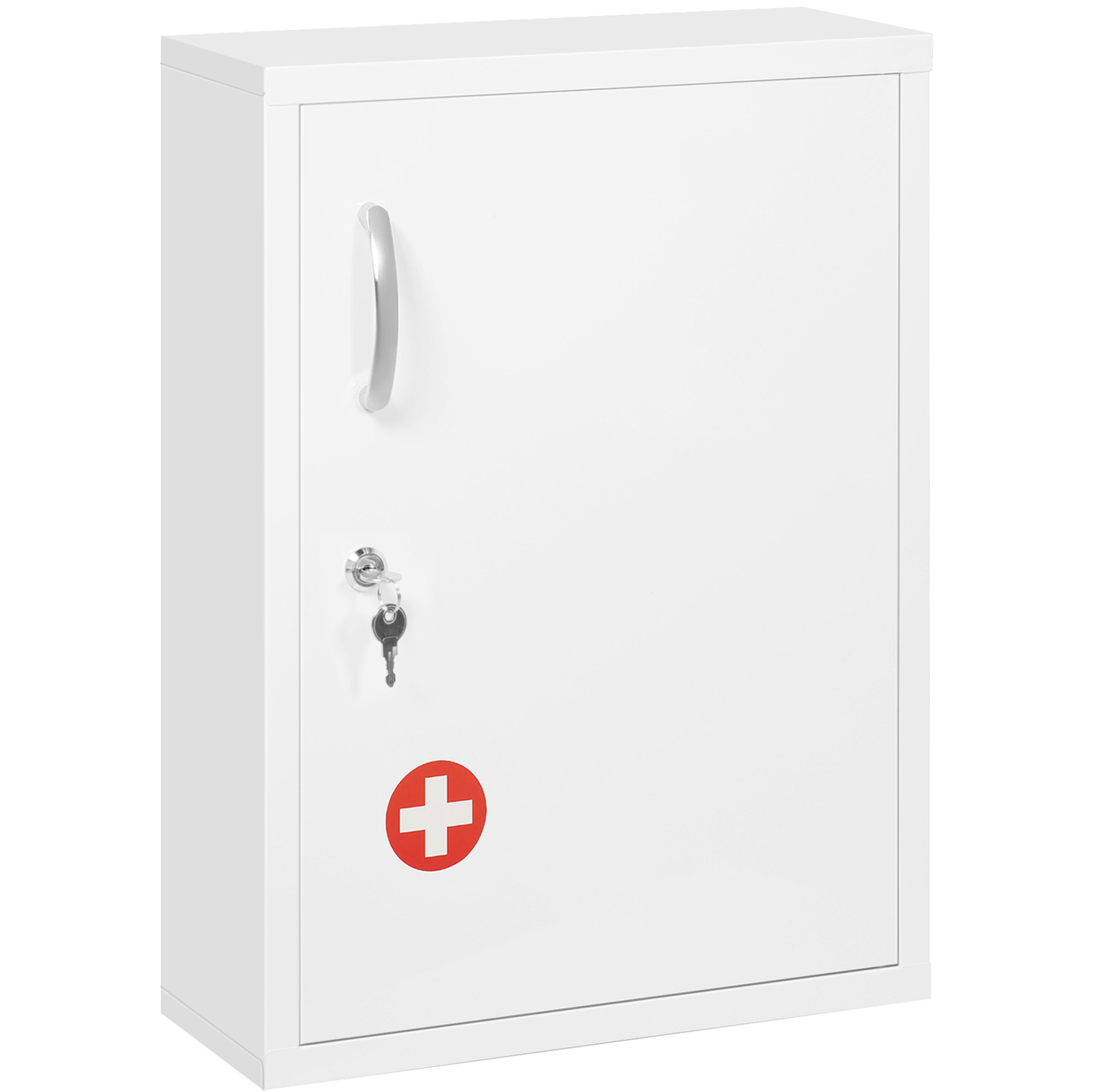 Wand-medizinschrank Aus Stahl, Weiß, 40 X 15 X 53,5 Cm, Abschließbar, 2 Schlüssel