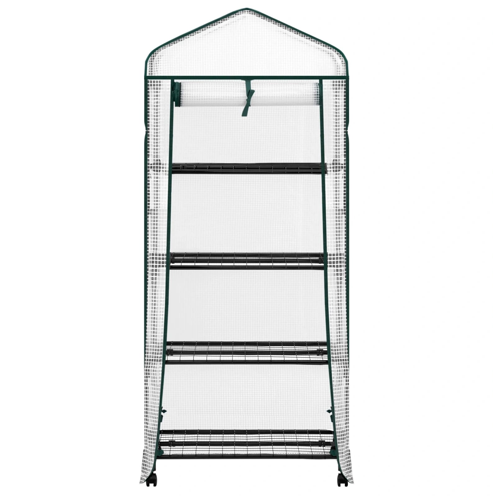 Gartengewächshaus Mit Rollen Und 4 Gitterablagen 70 X 50 X 163 Cm Pe Stahl Modenuit