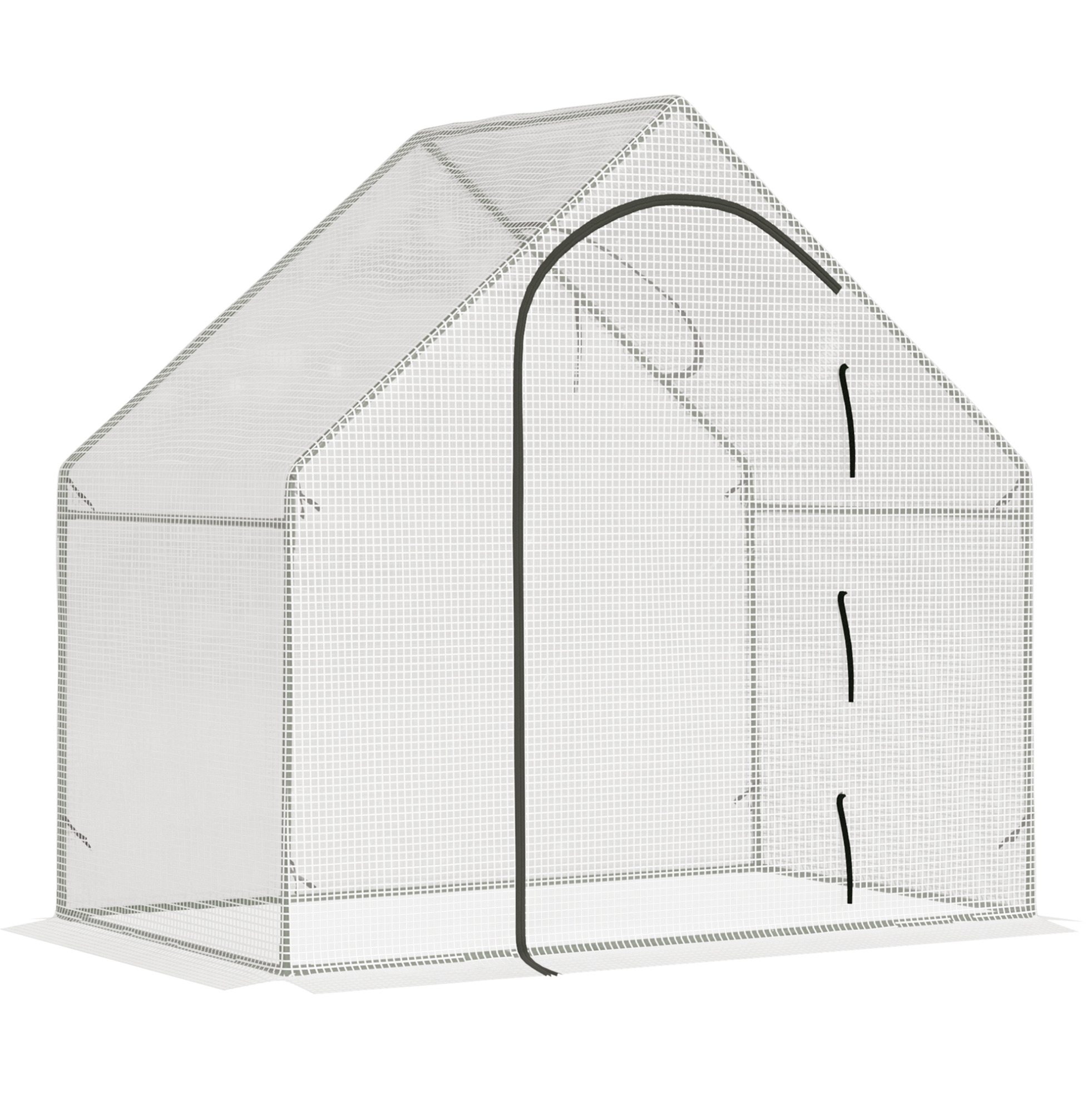 Tunnelgewächshaus 180 X 100 X 168 Cm Mit Rolltür Und Oberfenster, Weiß