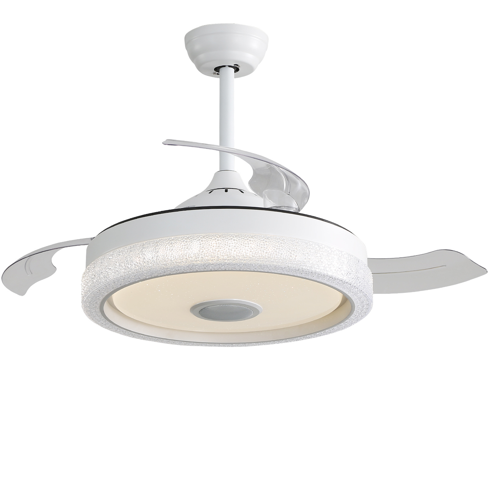 Moderner Unsichtbarer 42" Deckenventilator Weiß Mit 3 Abs-flügeln Und 32w Led-licht