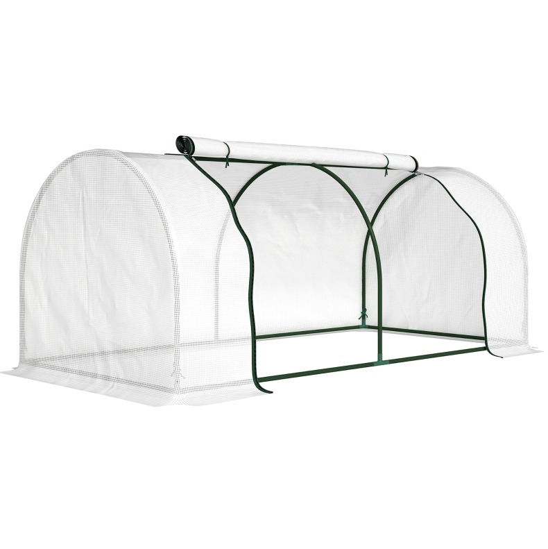 Gartengewächshaus Aus Stahl Mit Weißer Pe-abdeckung 200 X 100 X 80 Cm Modenuit