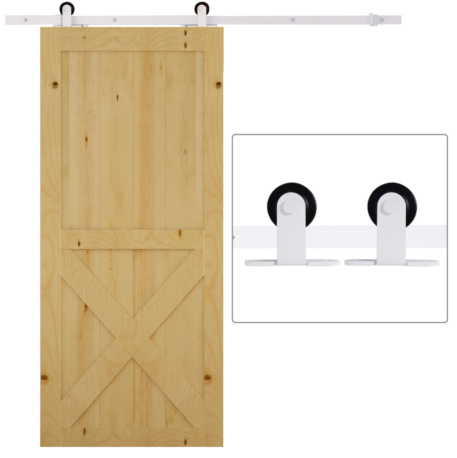 Schiebetürbeschlag-set 183 Cm Aus Weißem Stahl Modenuit