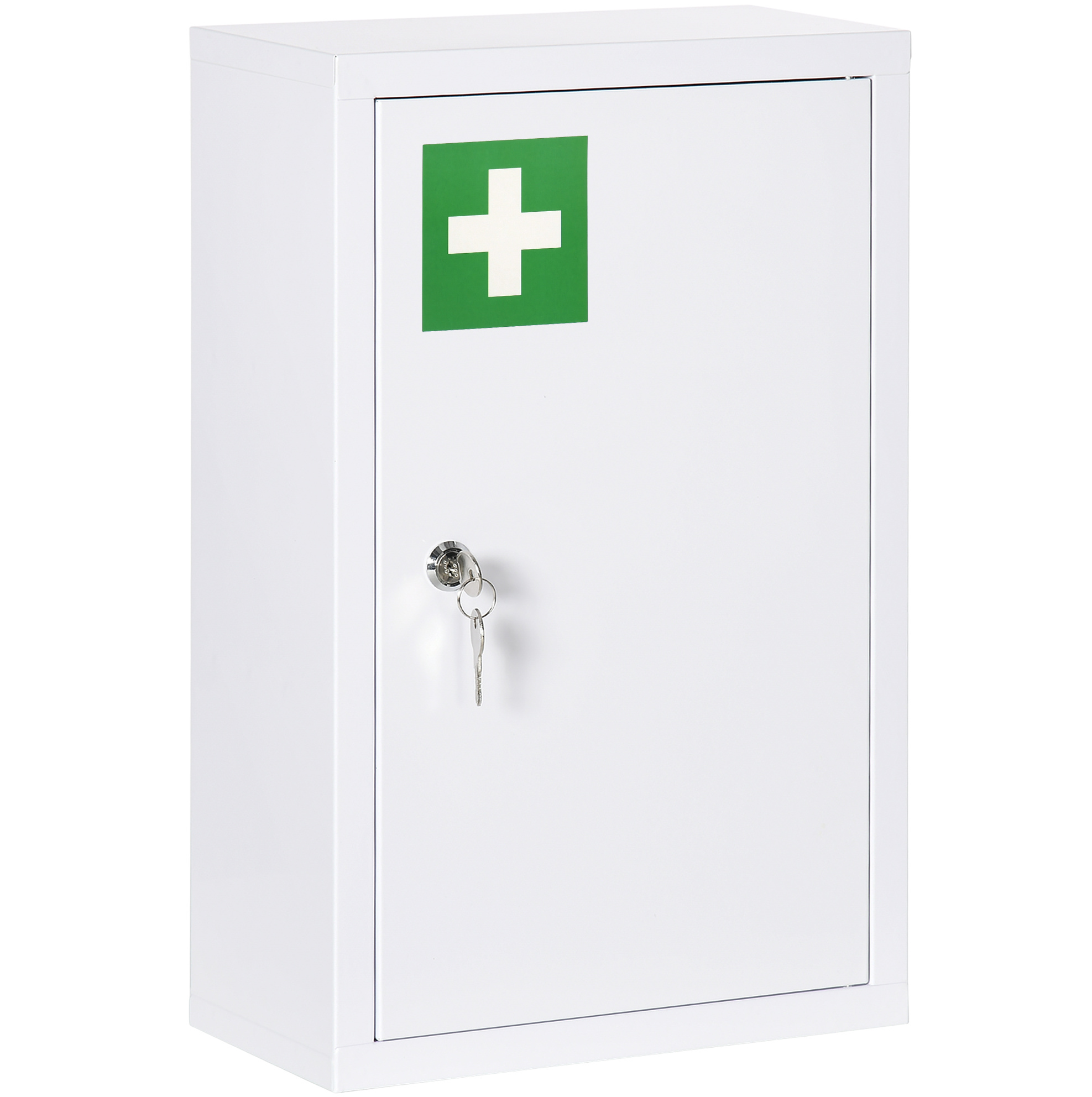 Wand-medikamentenschrank Aus Weißem Stahl Mit Schloss Und 2 Schlüsseln, 30 X 14 X 46 Cm