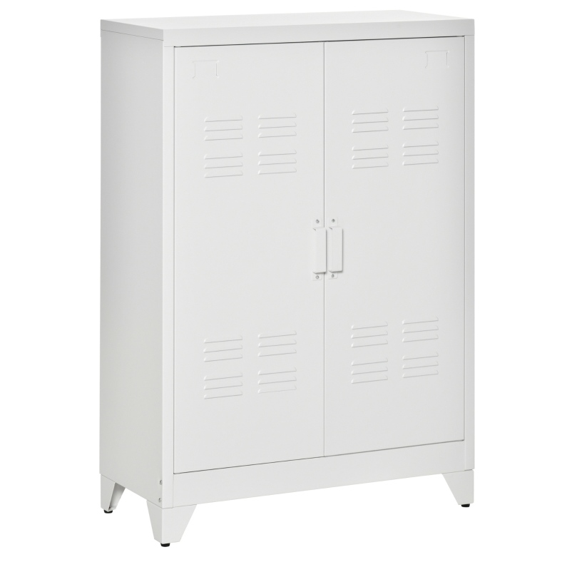 Vielseitiger Metallschrank In Weiß 75 X 33 X 110 Cm Modenuit