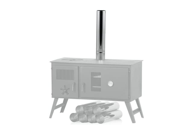 Campfeuer - Edelstahl Ofenrohre 4 Stück ø 6 cm, Länge 32,5 cm, für Gasofen, Zeltofen ZO2, ZO3, ZO4