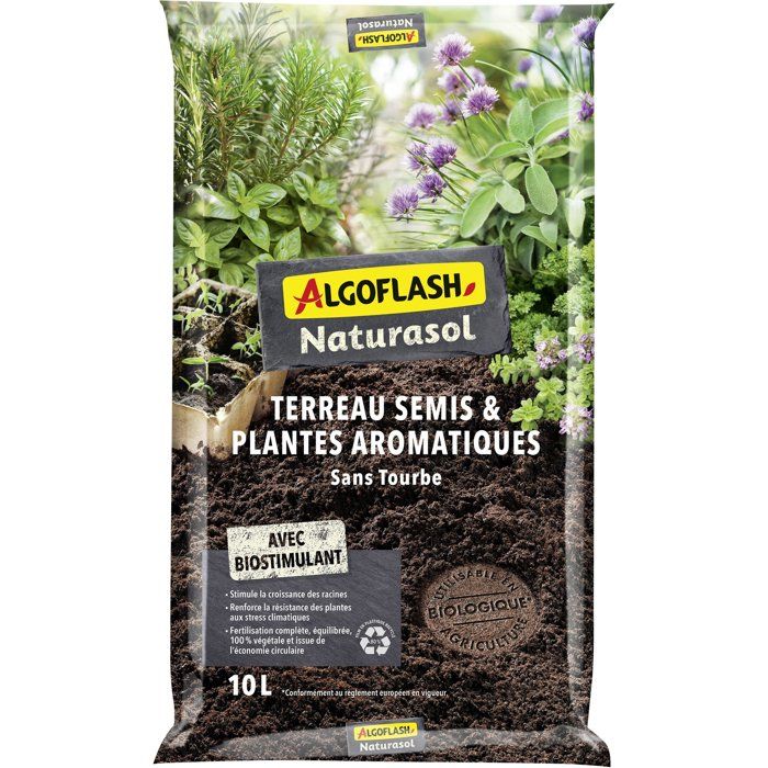Erde - Algoflash Naturasol - Aussaat Von Kräutern - Torffrei - 10 L