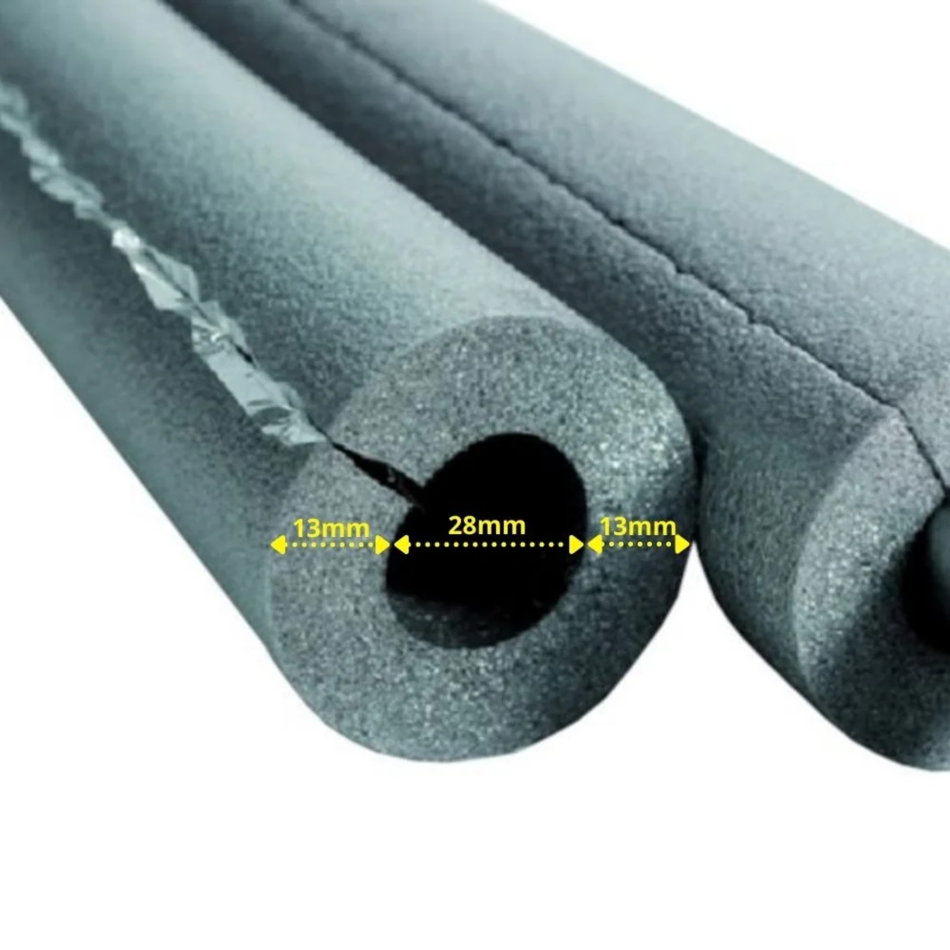 Rohrisolierung Selbstklebend, Isolierschlauch Ø 28 Mm X 13 Mm, 2m, Dämmung 50% Geg
