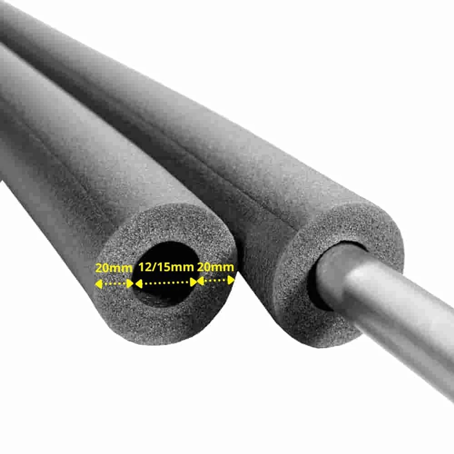 Isolierschlauch 2m, Rohrisolierung, Heizung, Ø 12/15 Mm, 20 Mm Dämmung