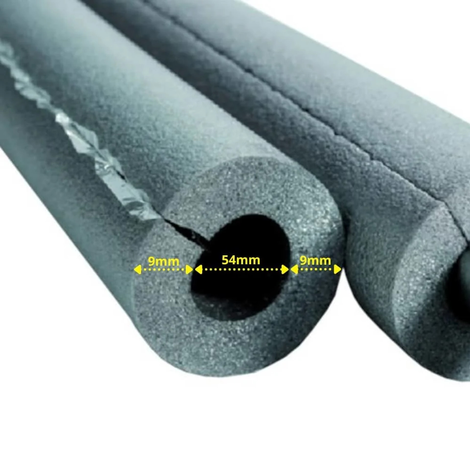 Heizungsrohr Isolierung, Isolierschlauch 54mm, 2m, Selbstklebend, 9mm