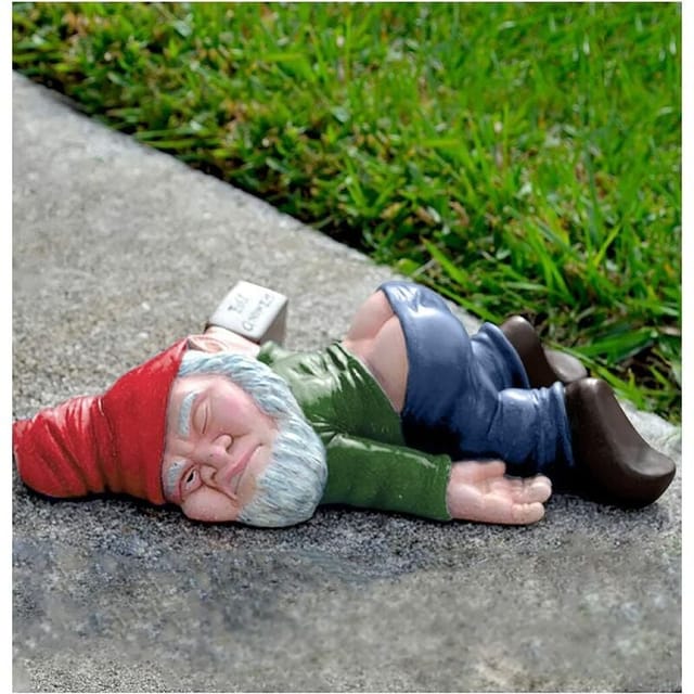 Rnemitery - Lustiger betrunkener Gartenzwerg, kreative Zwergenstatuen-Dekoration, Gartenskulptur, Kunstharz-Kunsthandwerk,